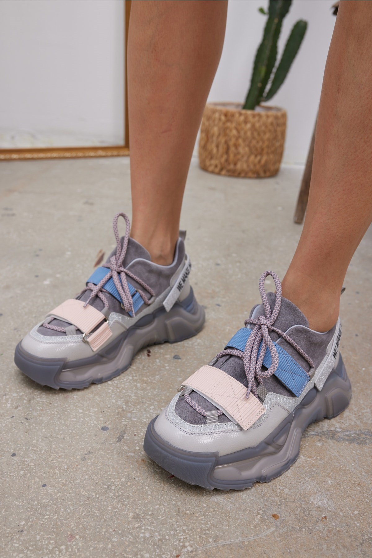 Galina Kadın Gri Cirtli Sneaker