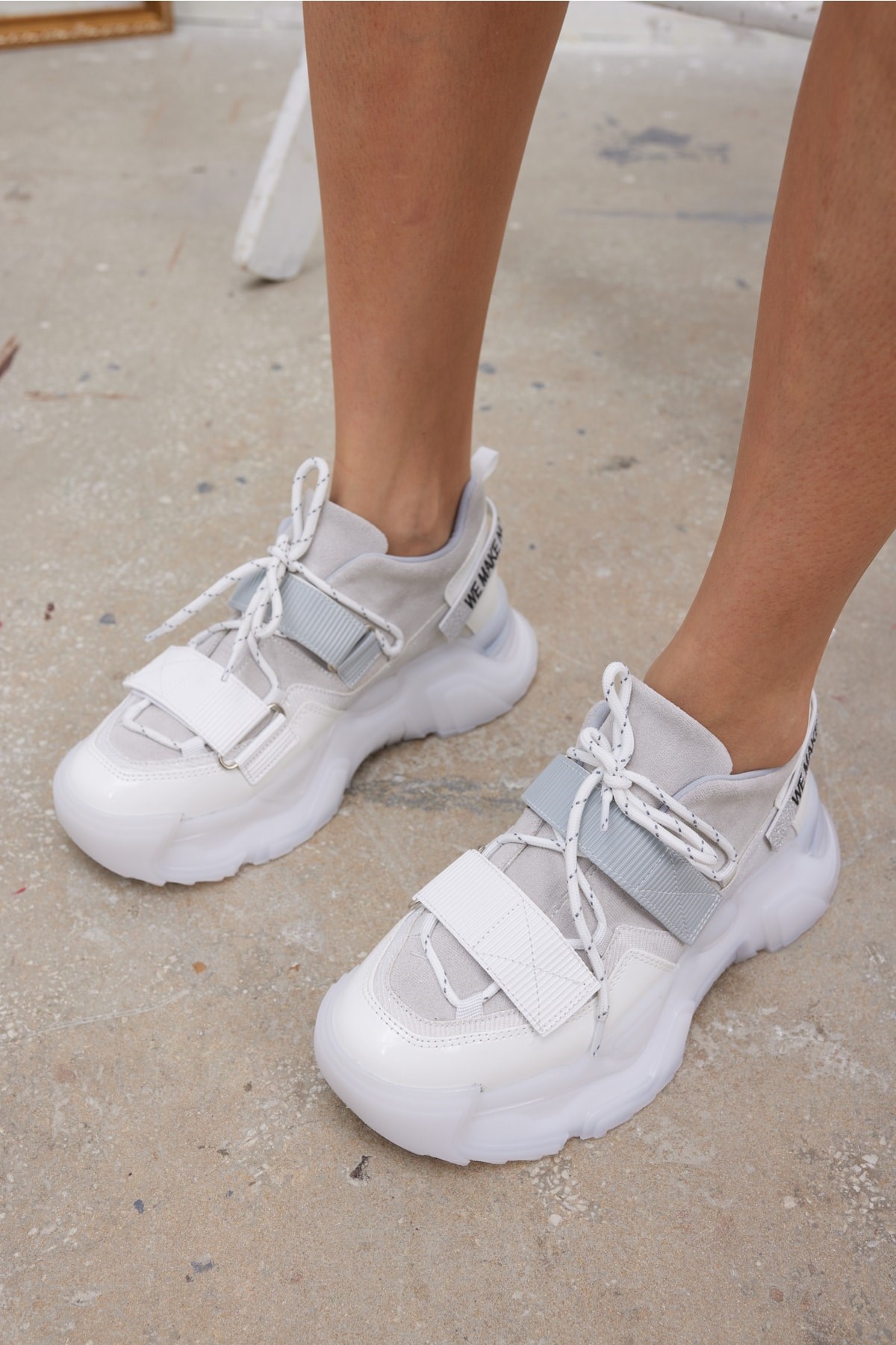 Galina Kadın Beyaz Cırtlı Sneaker