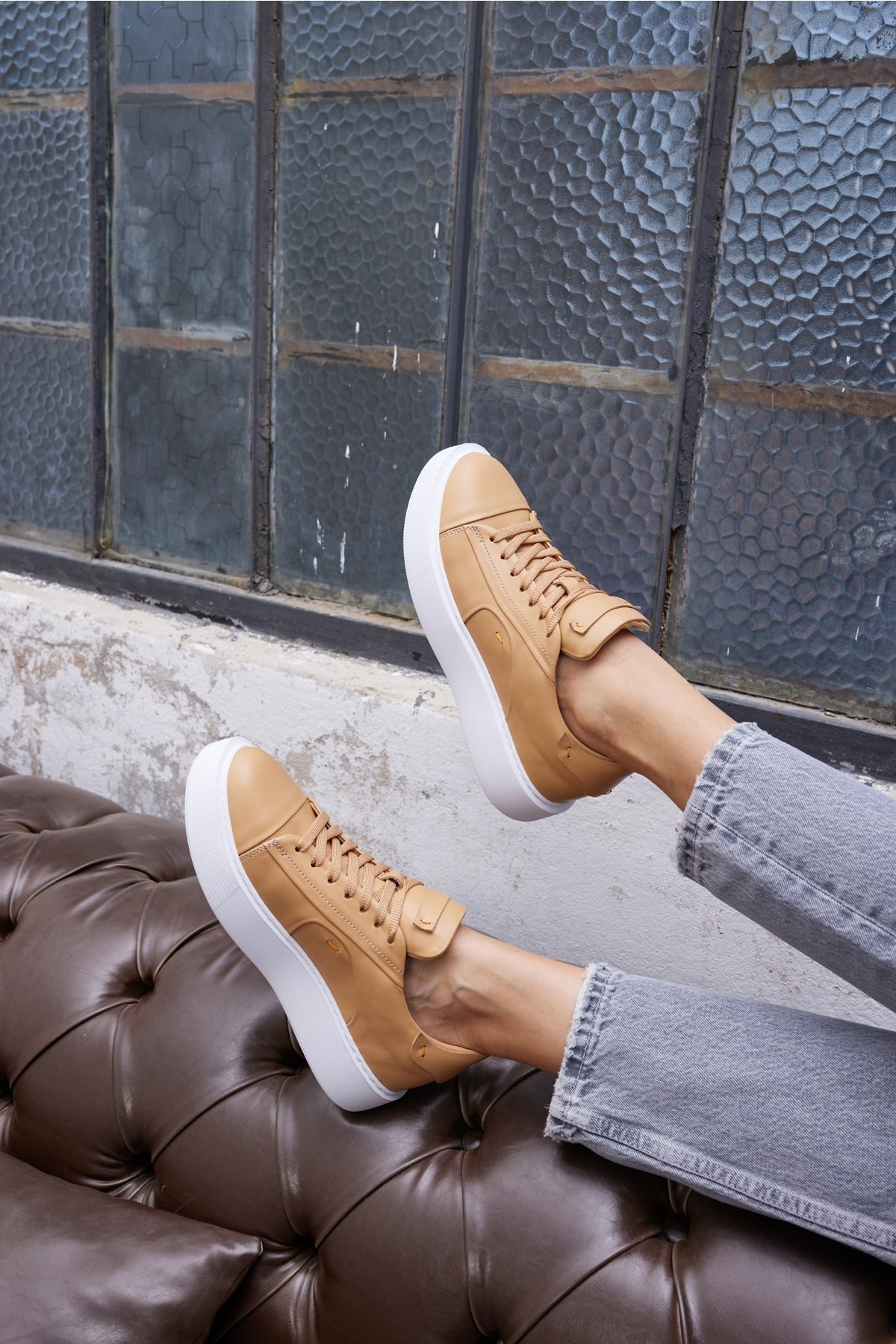 Janıska Kadın Nude Gercek Deri Eva Taban Sneaker