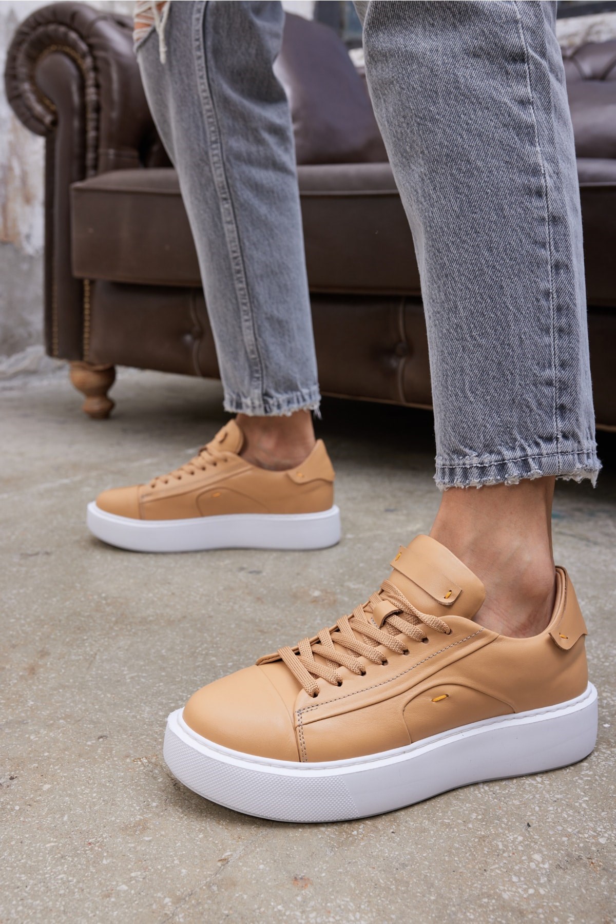Janıska Kadın Nude Gercek Deri Eva Taban Sneaker