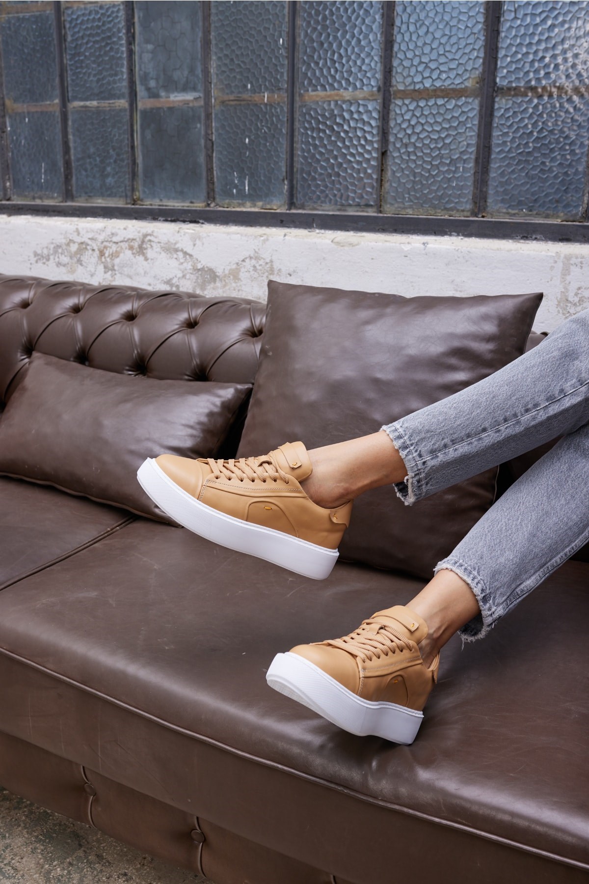 Janıska Kadın Nude Gercek Deri Eva Taban Sneaker