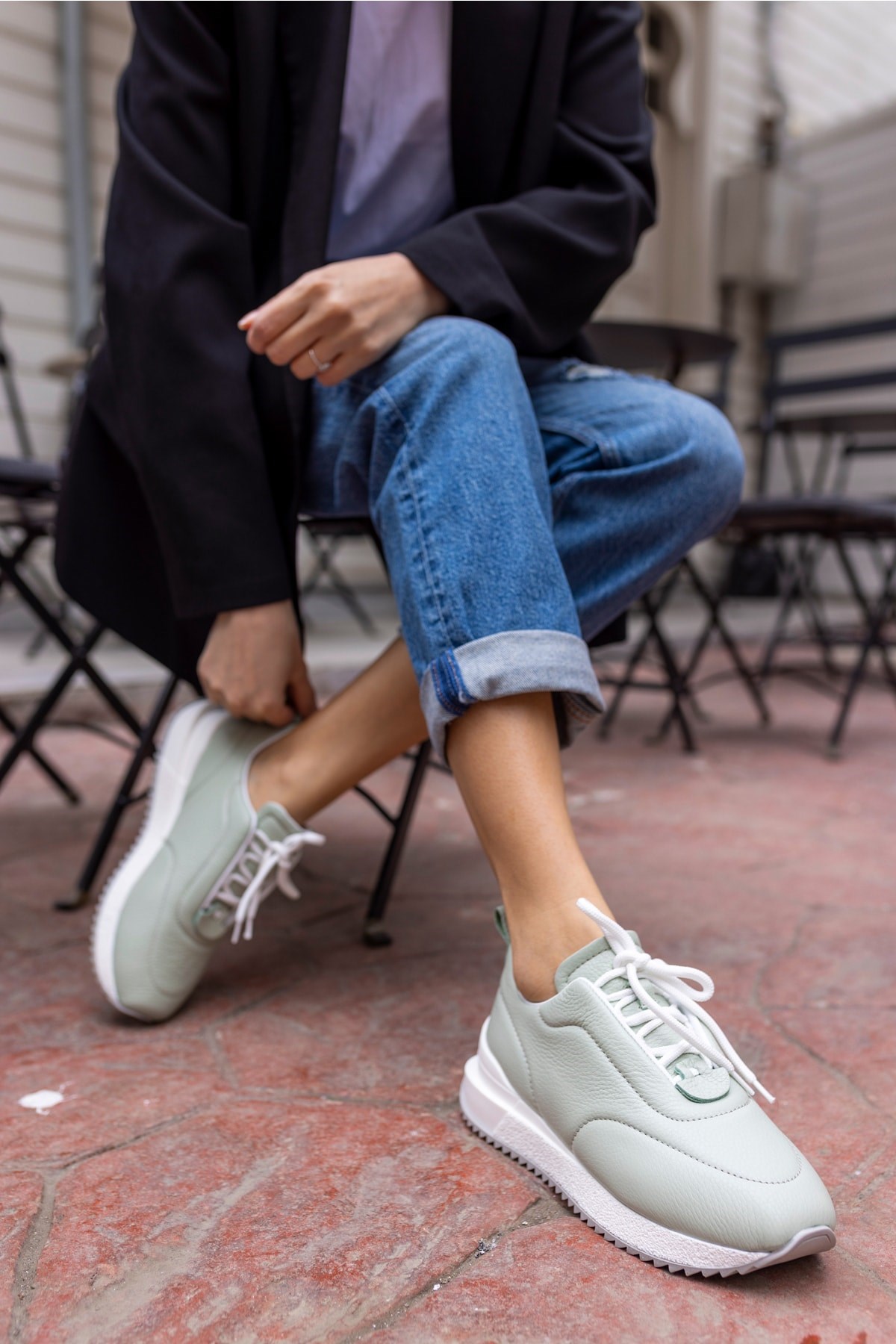 Tobias Kadin Avakodo Yeşil Gercek Deri Puff Sneaker
