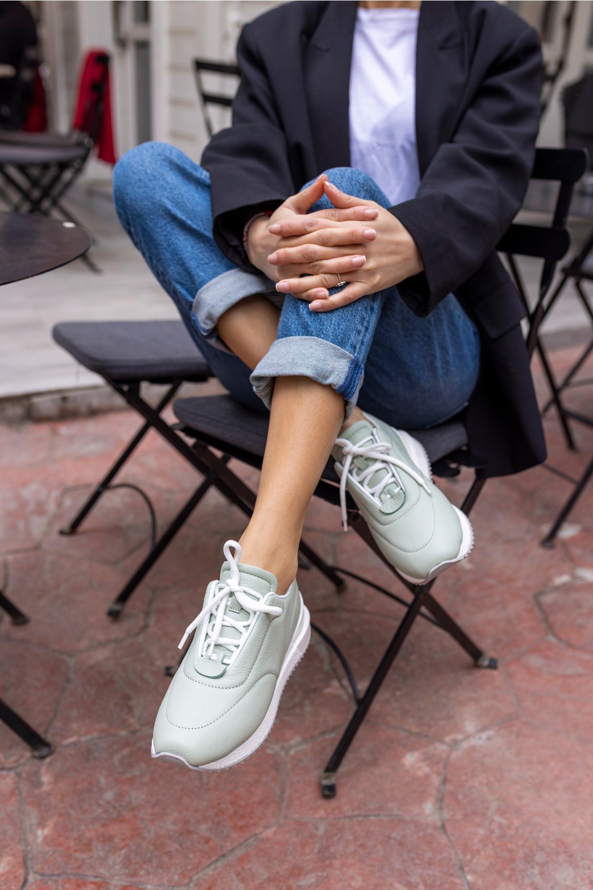 Tobias Kadin Avakodo Yeşil Gercek Deri Puff Sneaker