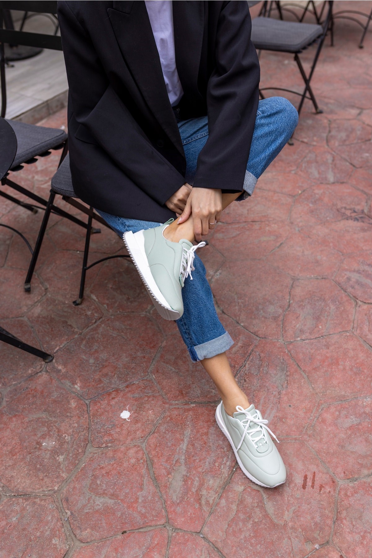Tobias Kadin Avakodo Yeşil Gercek Deri Puff Sneaker