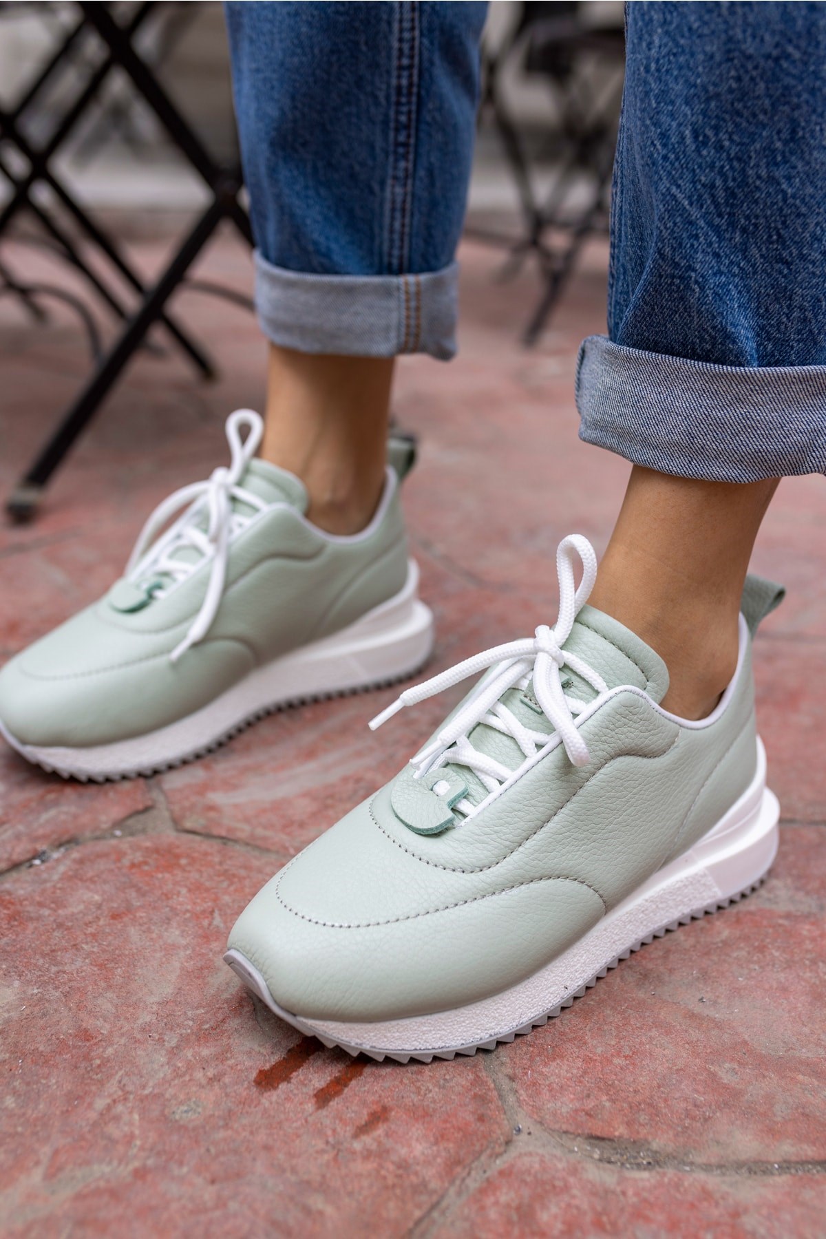 Tobias Kadin Avakodo Yeşil Gercek Deri Puff Sneaker