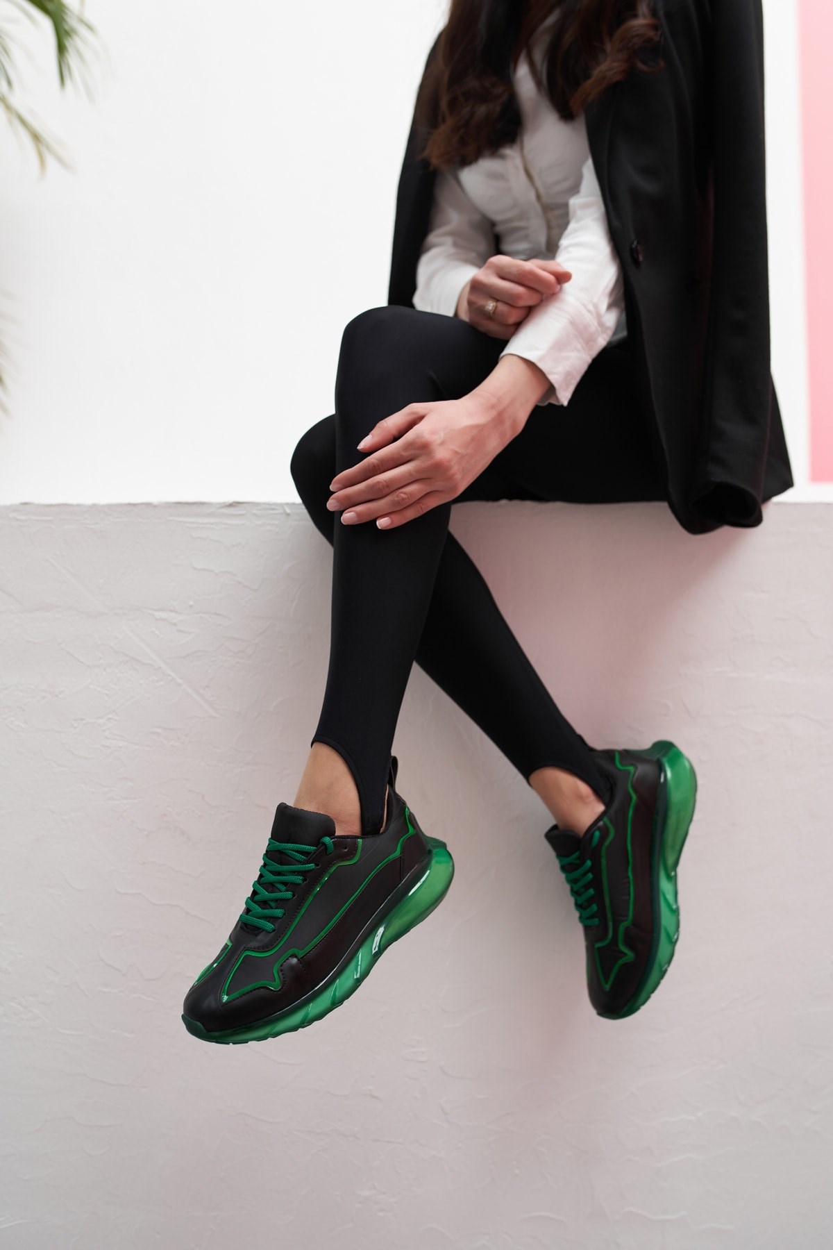 Lyuba Kadın Siyah Yeşil Airtaban Detay Sneakers