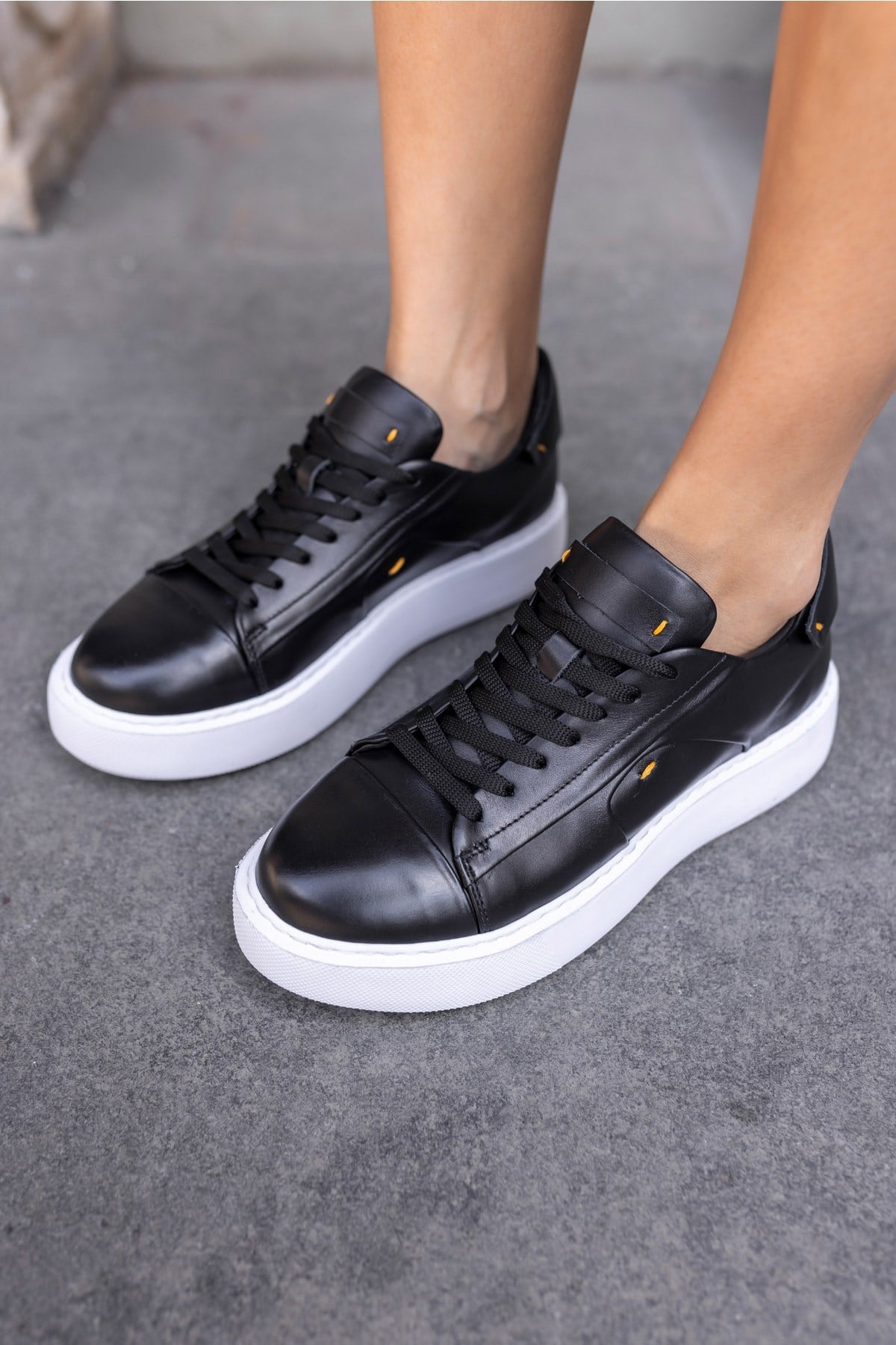 Janiska Kadın Siyah Gercek Deri Eva Taban Sneaker