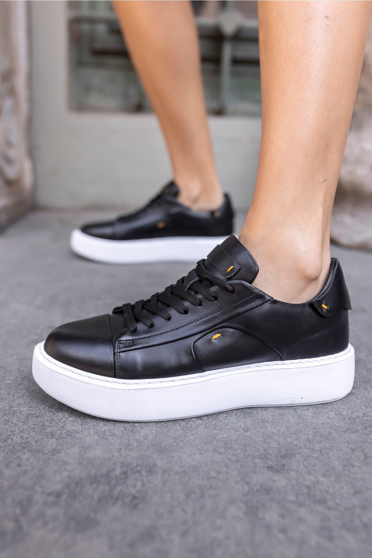 Janiska Kadın Siyah Gercek Deri Eva Taban Sneaker