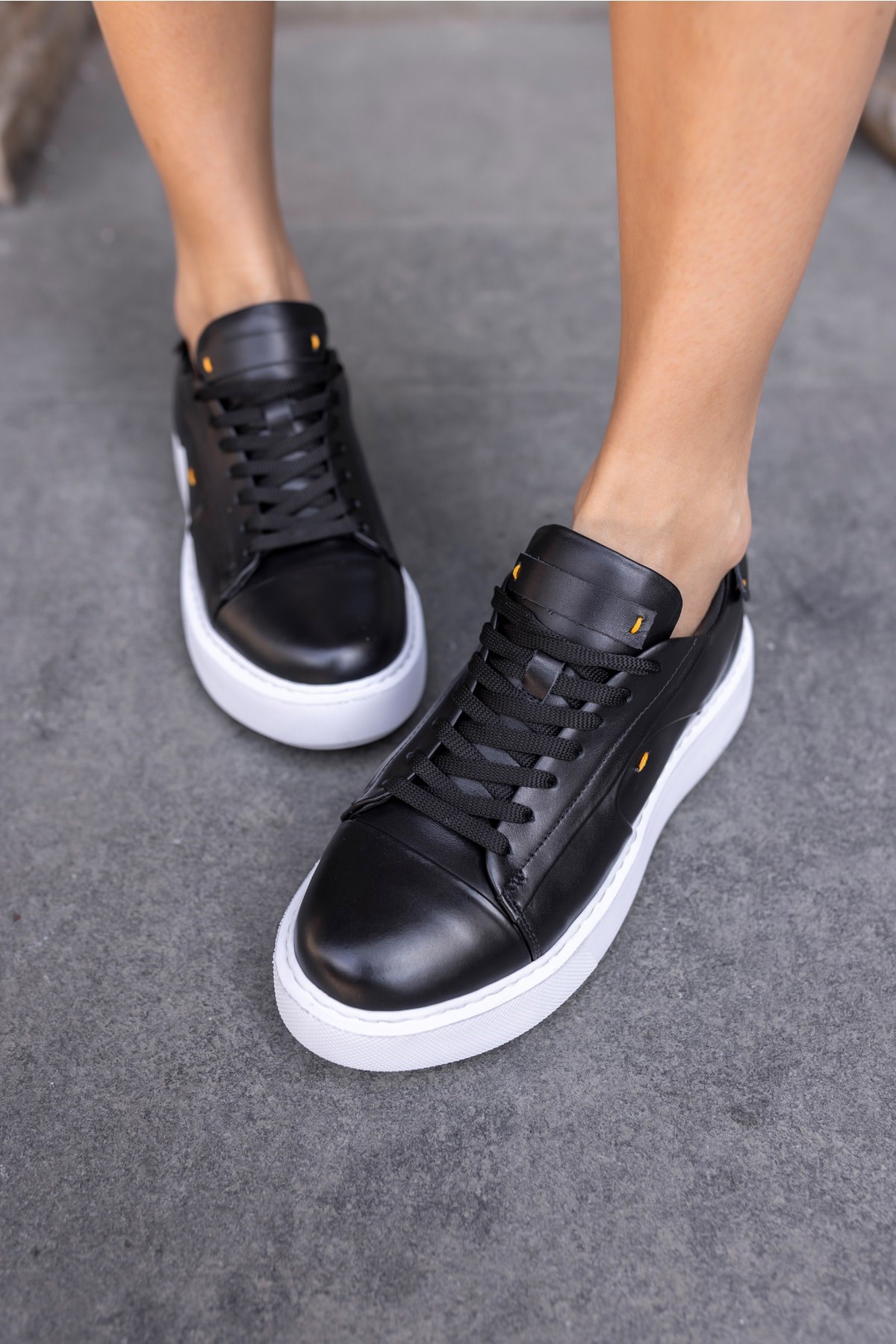 Janiska Kadın Siyah Gercek Deri Eva Taban Sneaker
