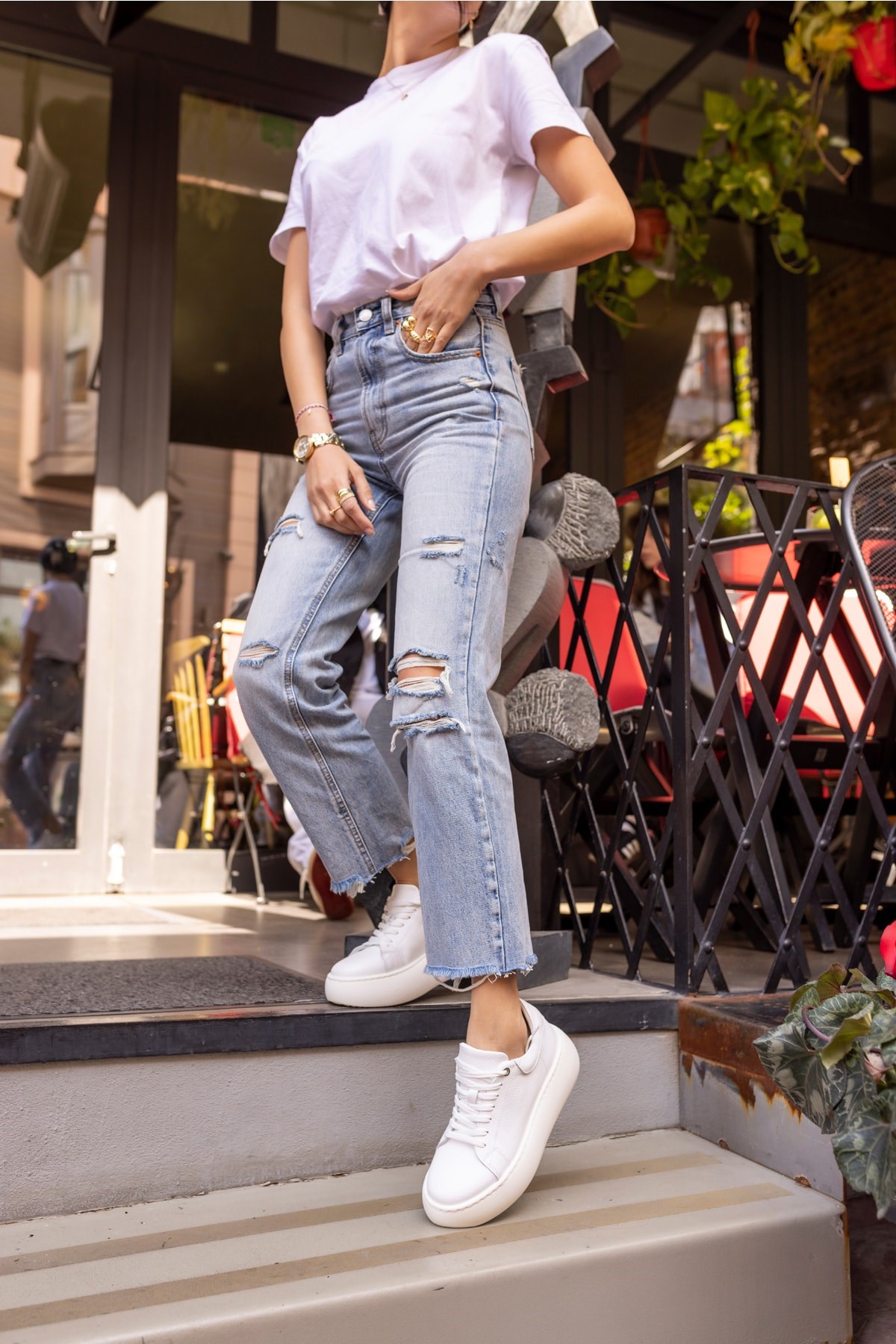 Cupy Kadin Beyaz Gercek Deri Eva Taban Sneaker