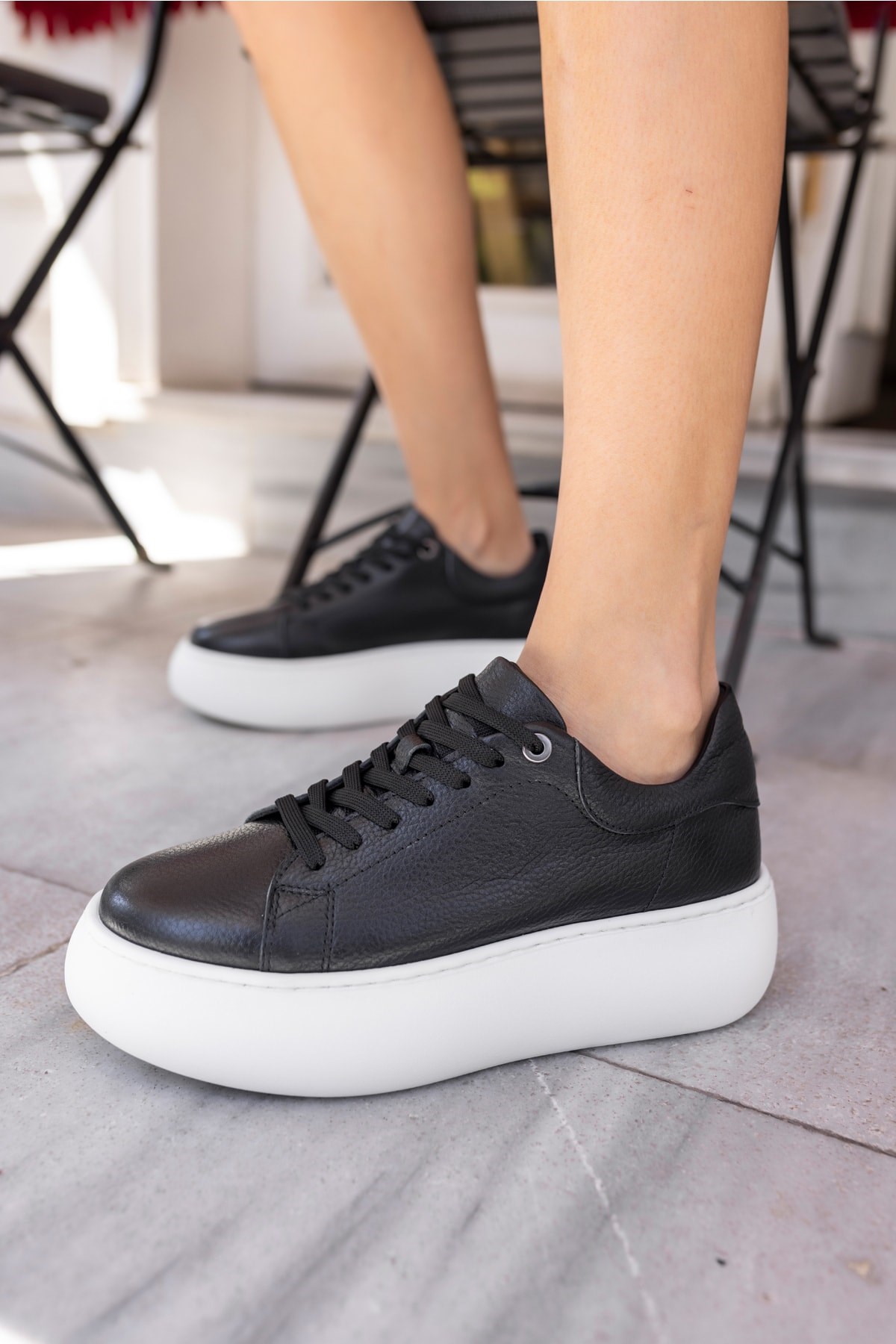 Cupy Kadin Siyah Gercek Deri Eva Taban Sneaker