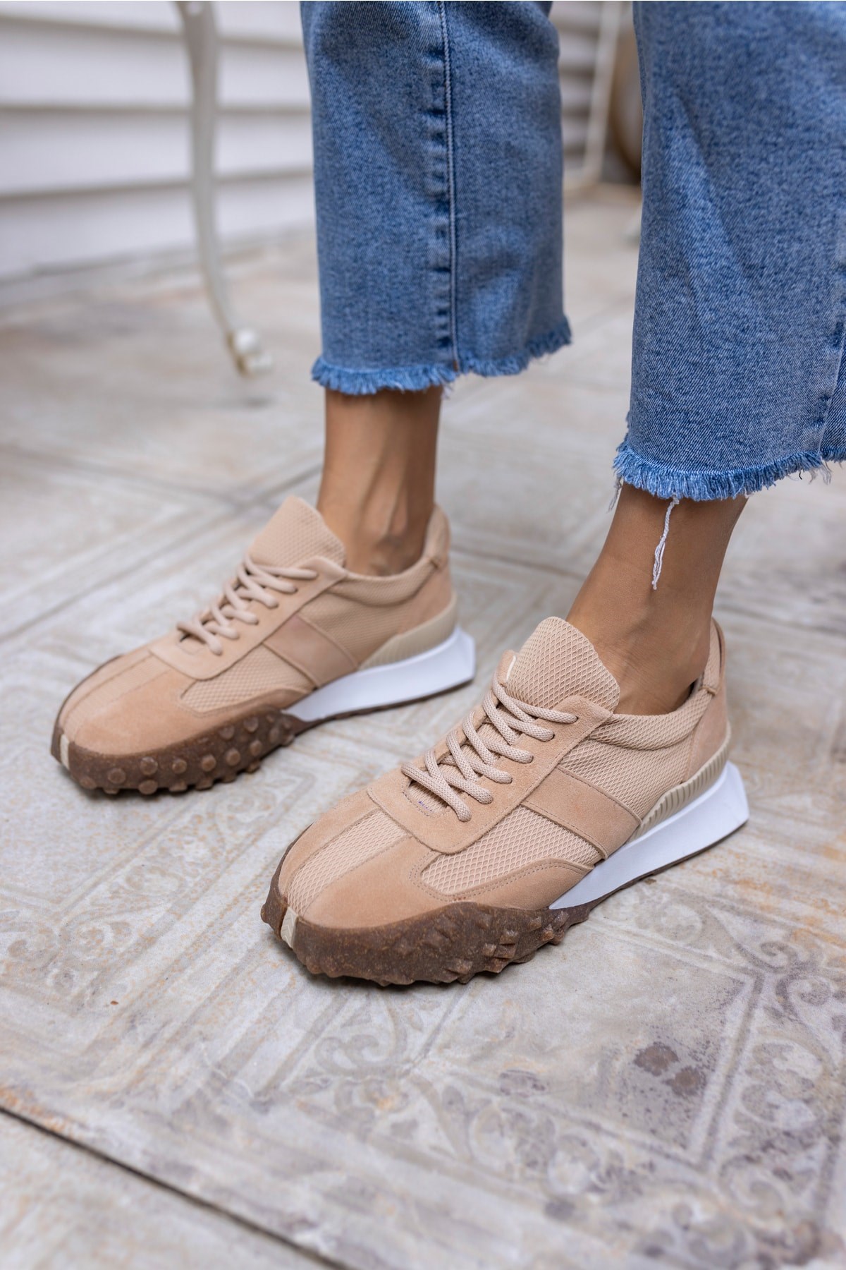 Lascor Kadın Nude Gercek Suet Sneaker