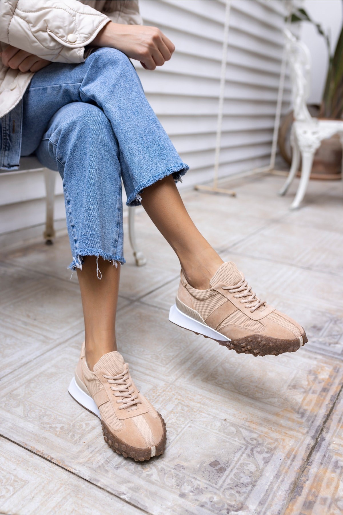 Lascor Kadın Nude Gercek Suet Sneaker