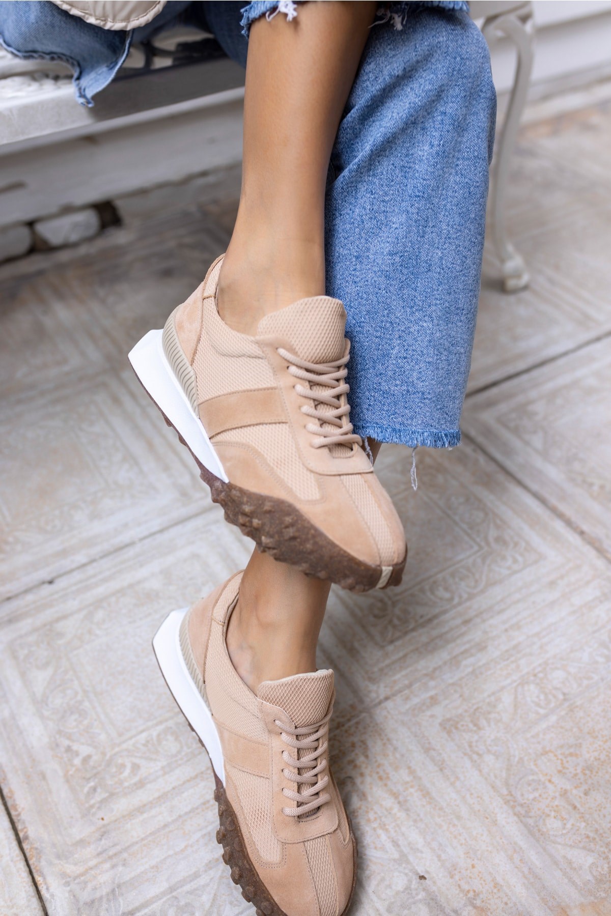 Lascor Kadın Nude Gercek Suet Sneaker