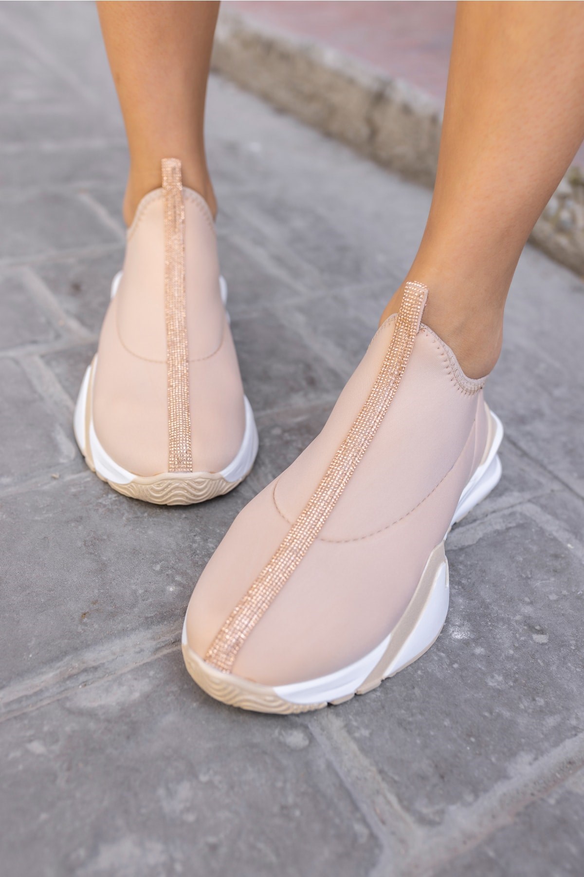 Bareto Kadın Nude Dalgıc Kumaş Sneaker