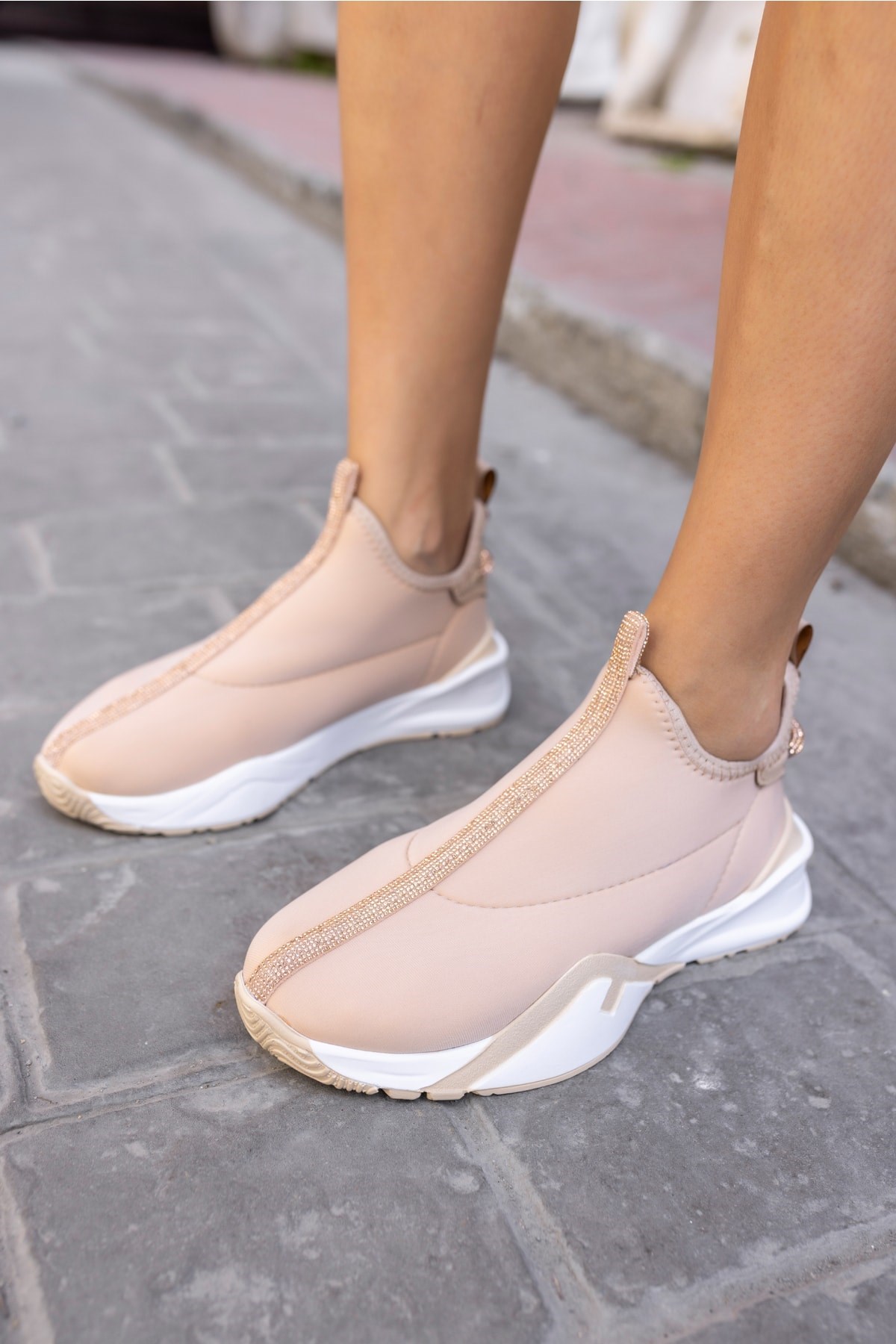 Bareto Kadın Nude Dalgıc Kumaş Sneaker