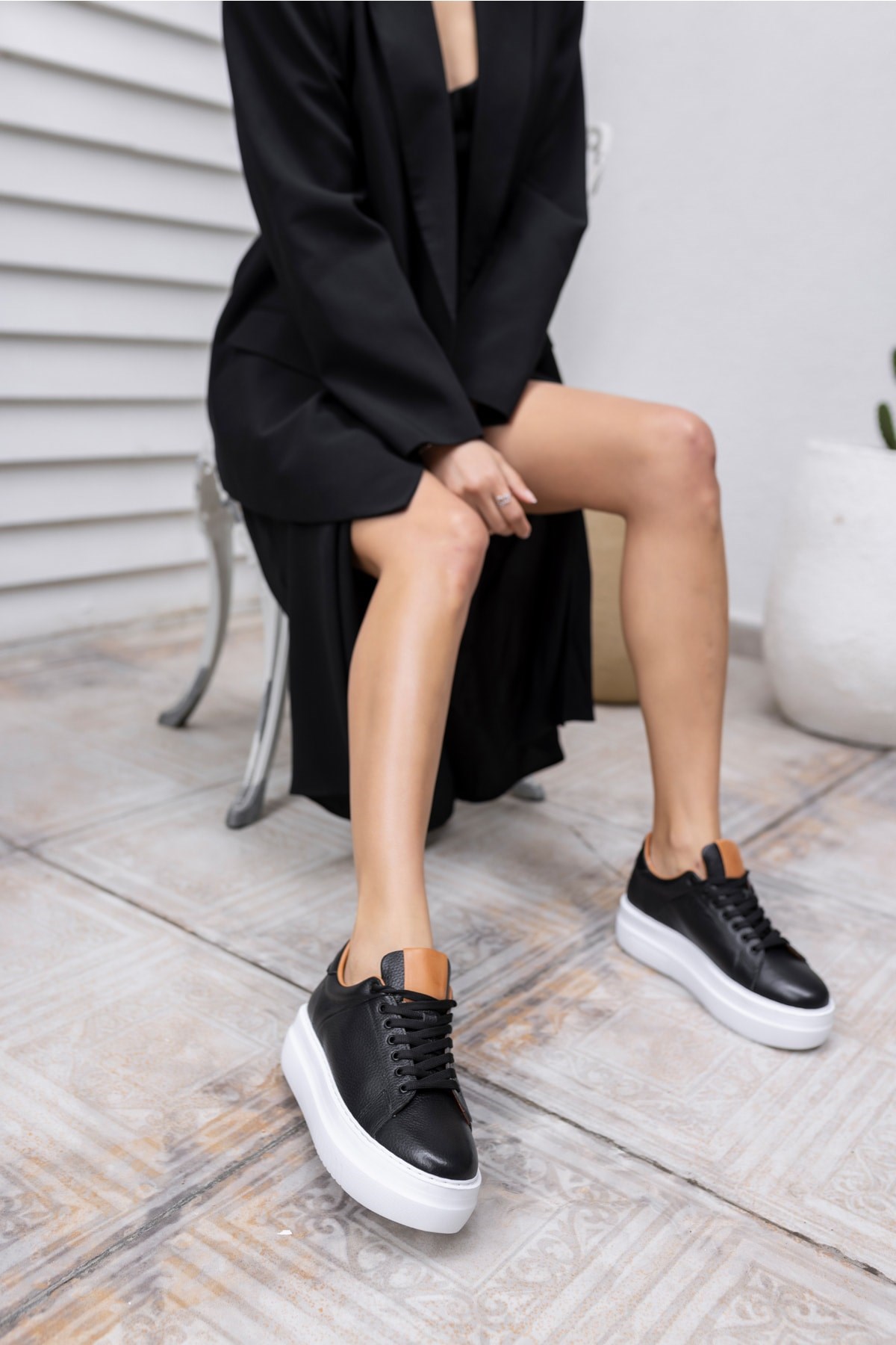 Rold Kadin Siyah Gerçek Deri Eva Taban Sneaker