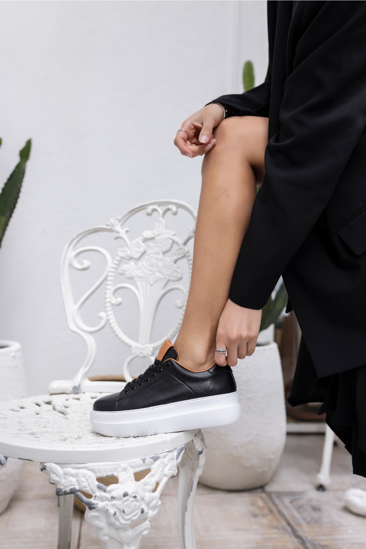 Rold Kadin Siyah Gerçek Deri Eva Taban Sneaker
