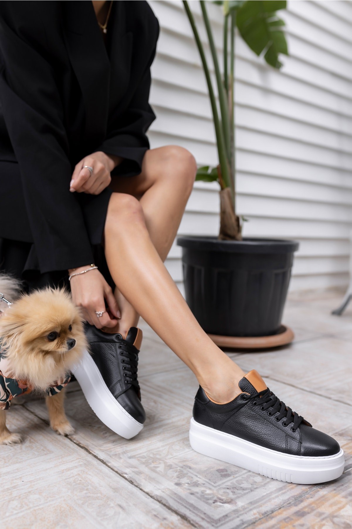 Rold Kadin Siyah Gerçek Deri Eva Taban Sneaker
