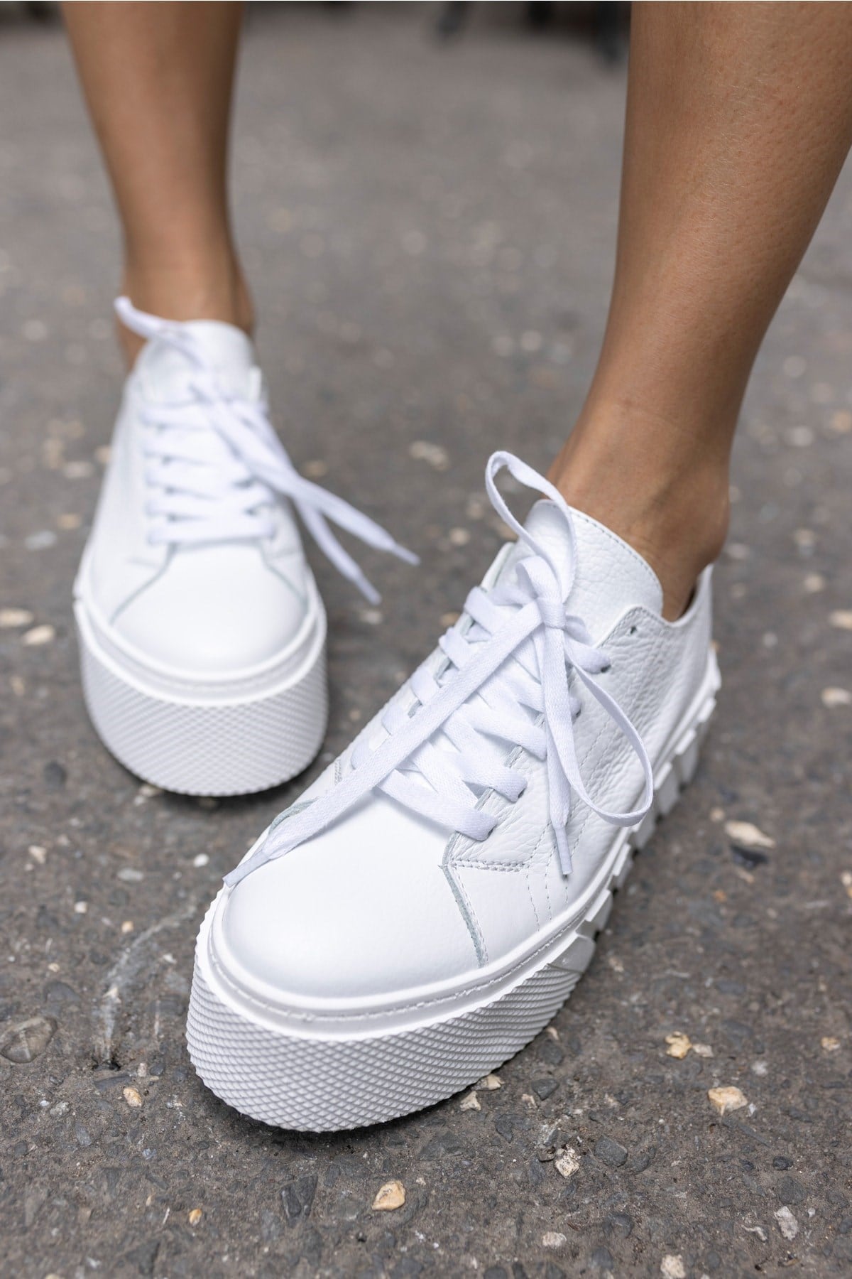 Sarah Kadın Beyaz Gercek Deri Sneaker