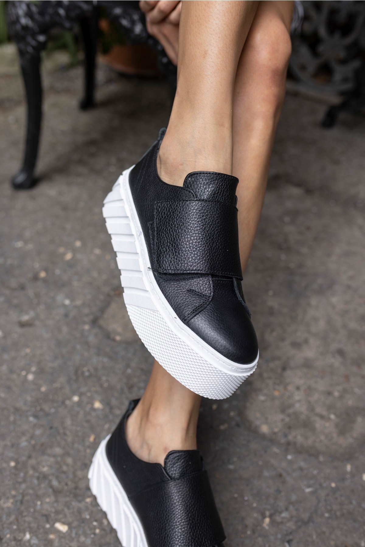 Carrola Kadin Siyah Gercek Deri Sneaker