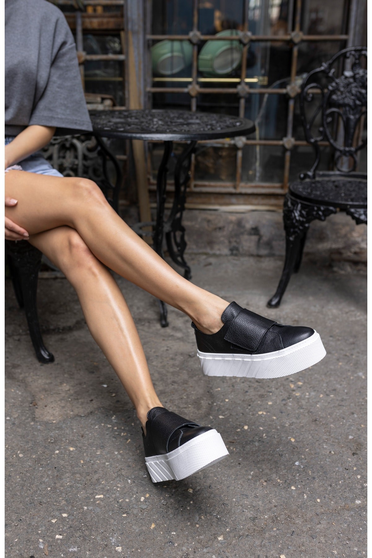 Carrola Kadin Siyah Gercek Deri Sneaker