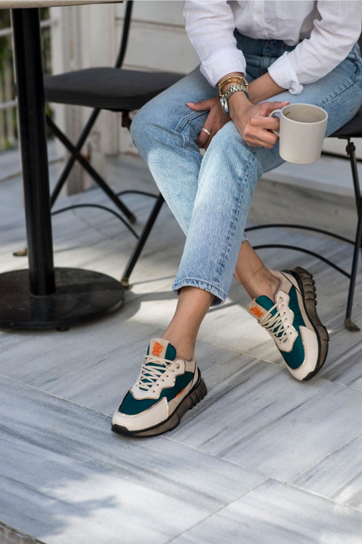 Teresa Kadın Bej Yeşil Air Taban Sneaker