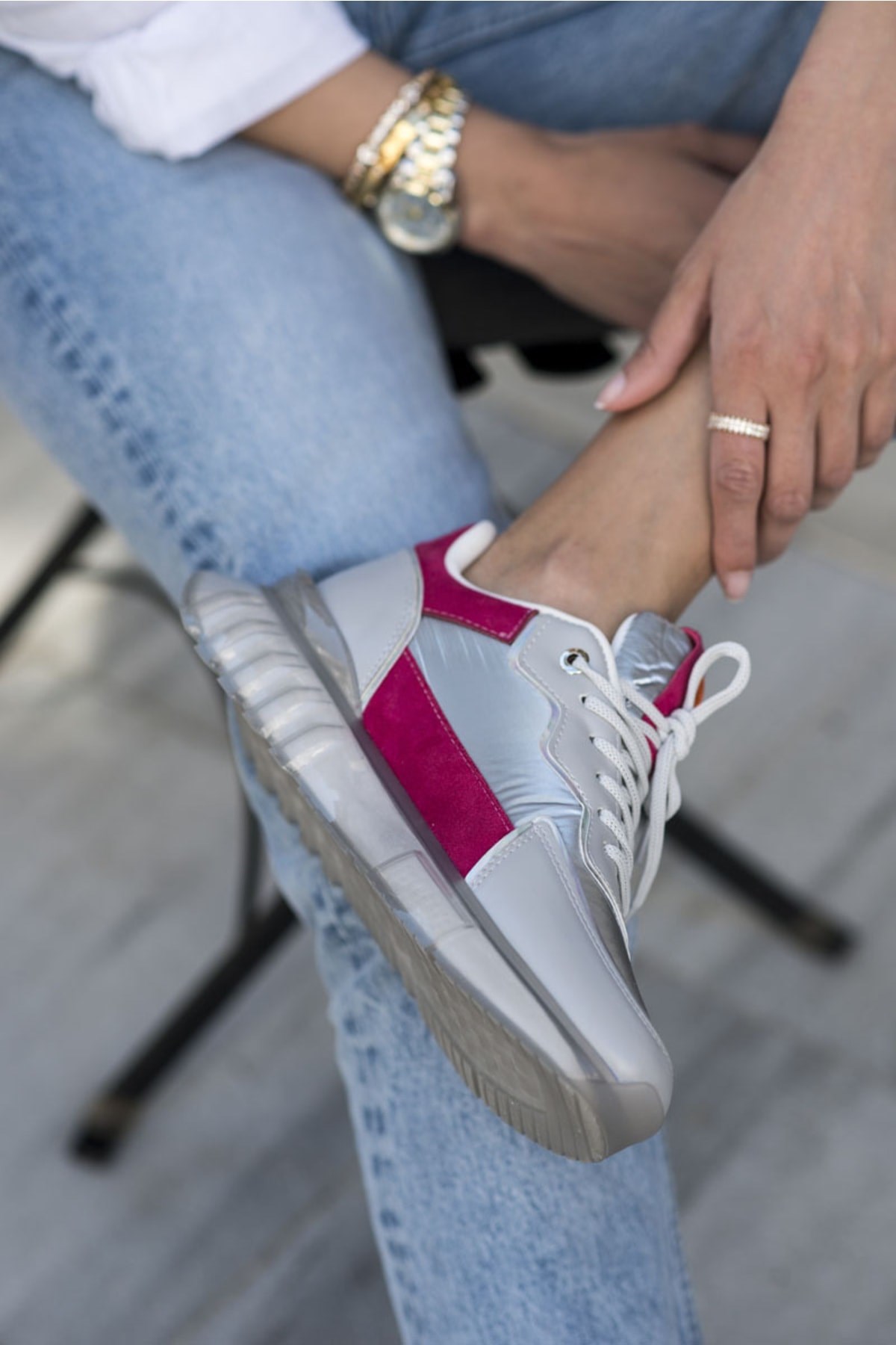 Teresa Kadın Gri Fusya Airtaban Sneaker