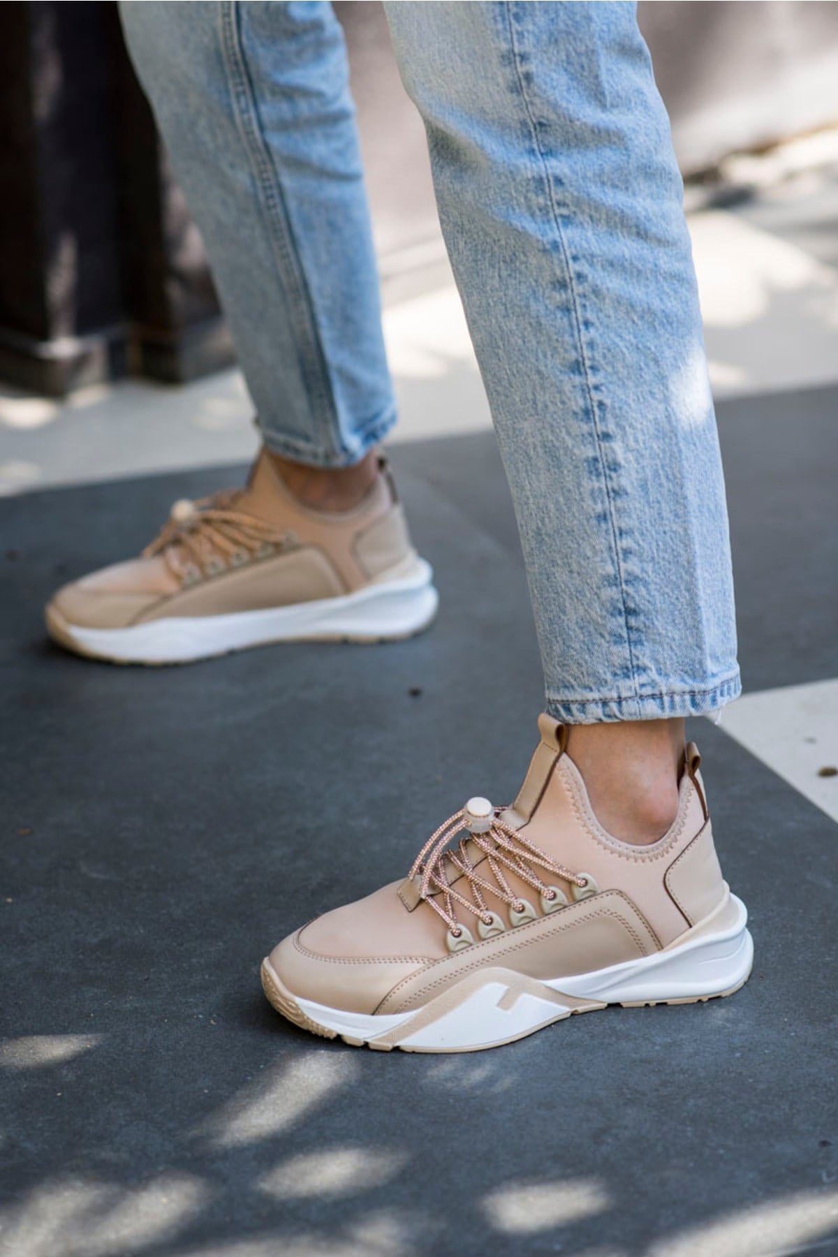 Salva Kadin Bej Scuba Kumaş Taş Detay Sneaker