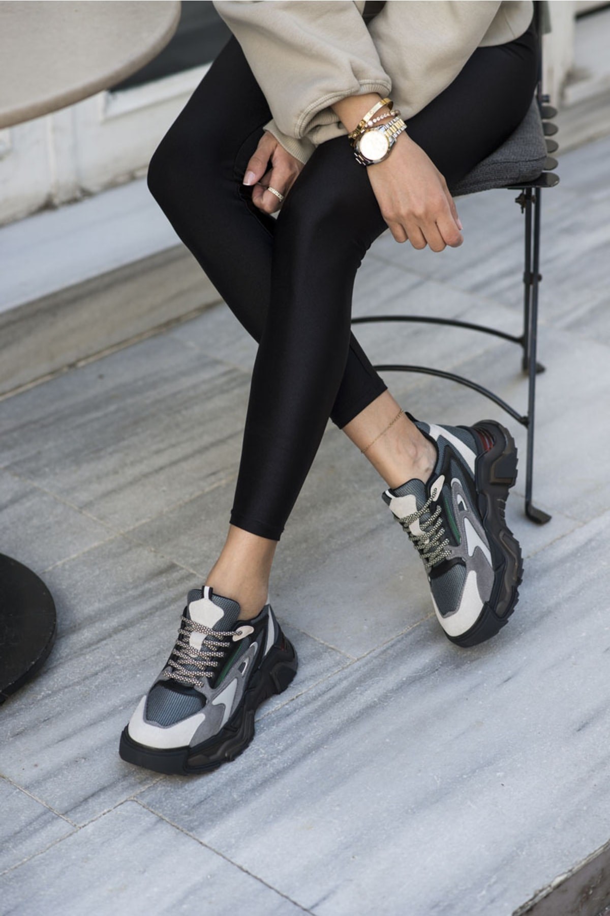 Norton Kadın Gri Bej Detay Air Taban Sneaker
