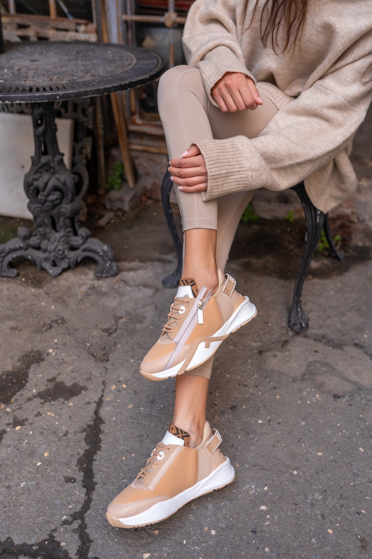 Jannıca Kadin Nude Scuba Kumas Detay Sneakers