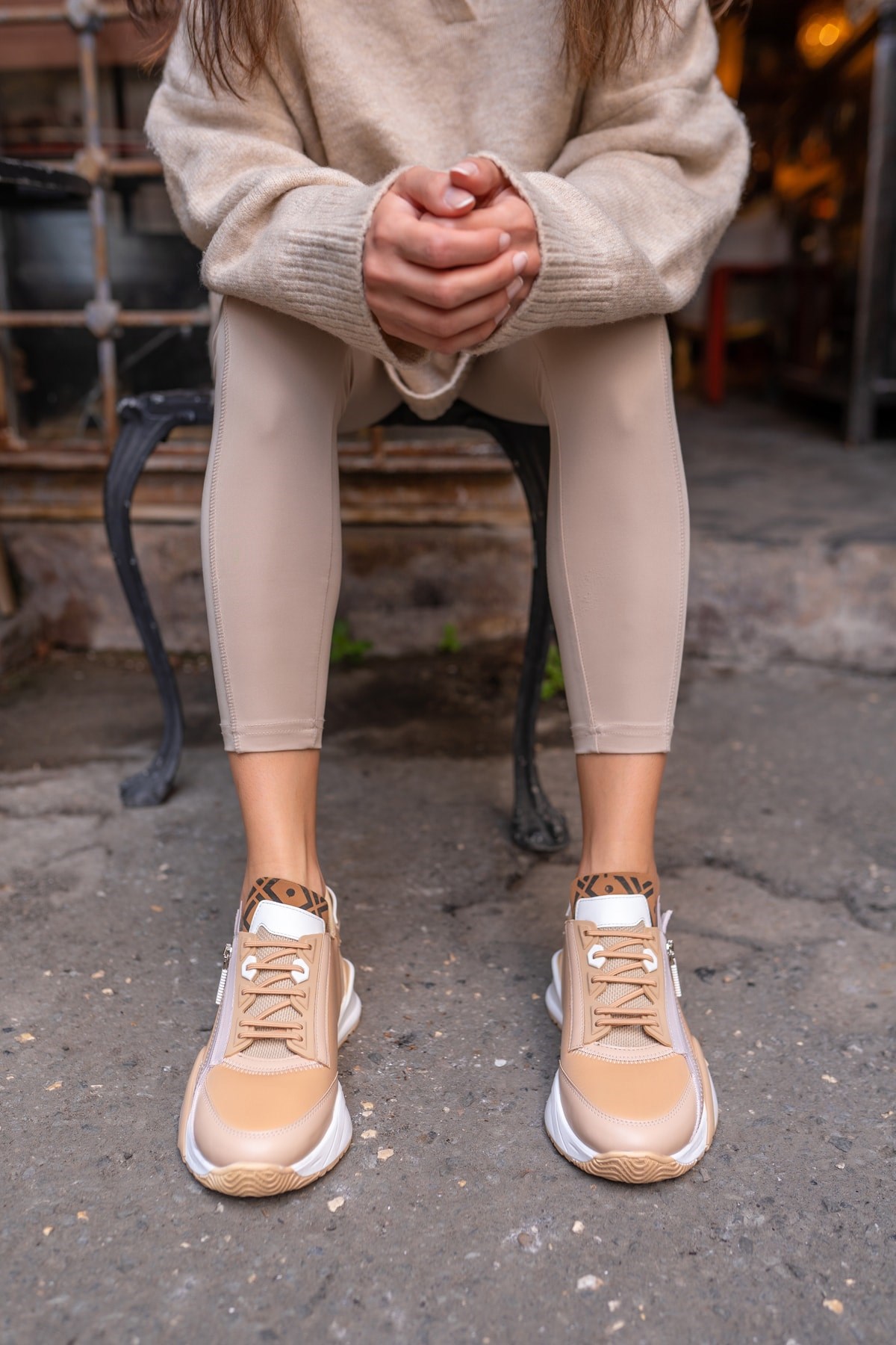 Jannıca Kadin Nude Scuba Kumas Detay Sneakers