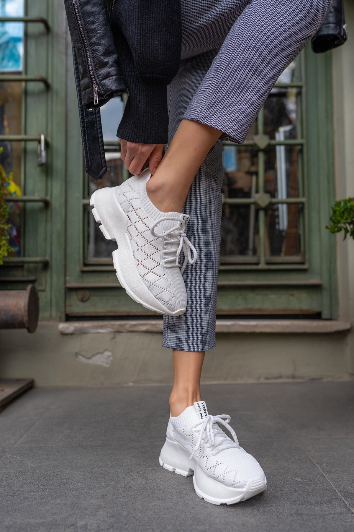 Yannis Kadin Beyaz Triko Sneakers