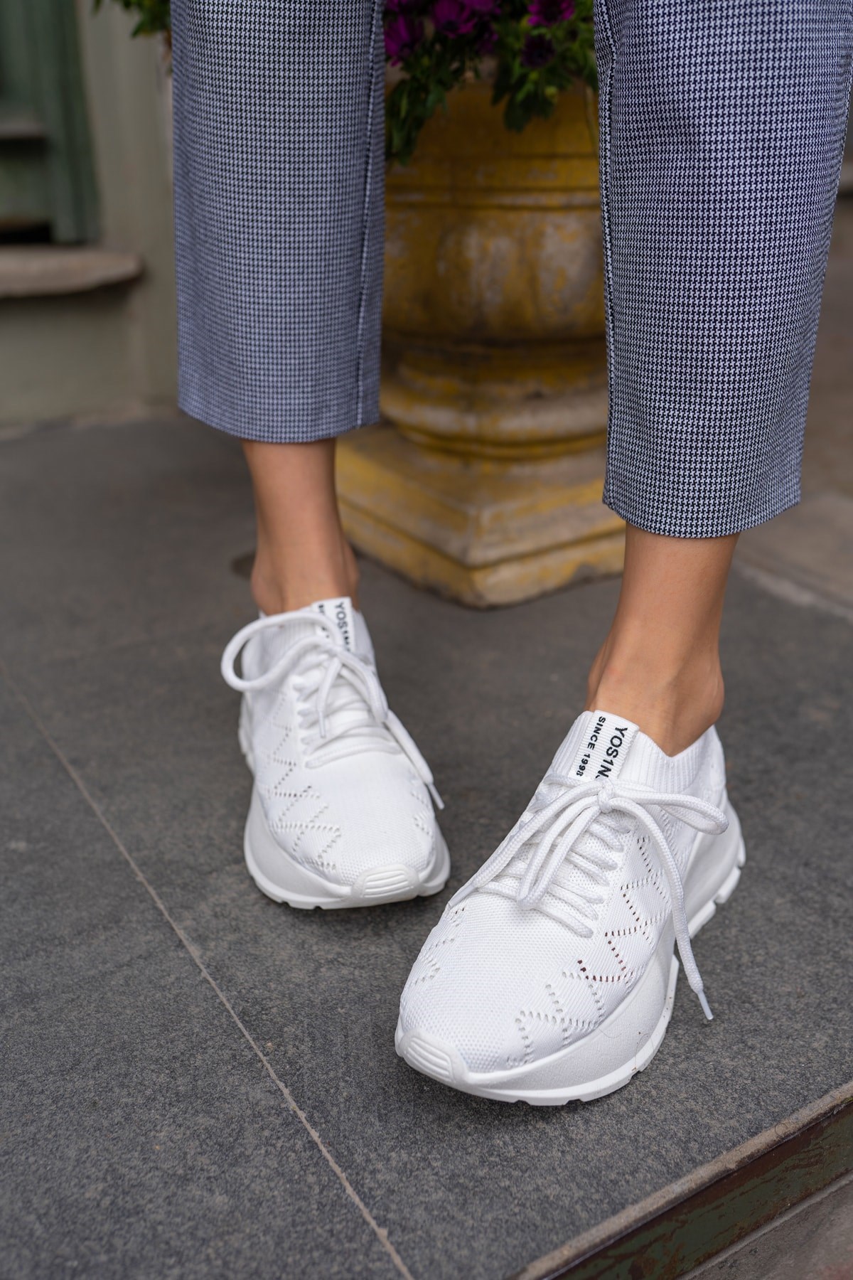 Yannis Kadin Beyaz Triko Sneakers