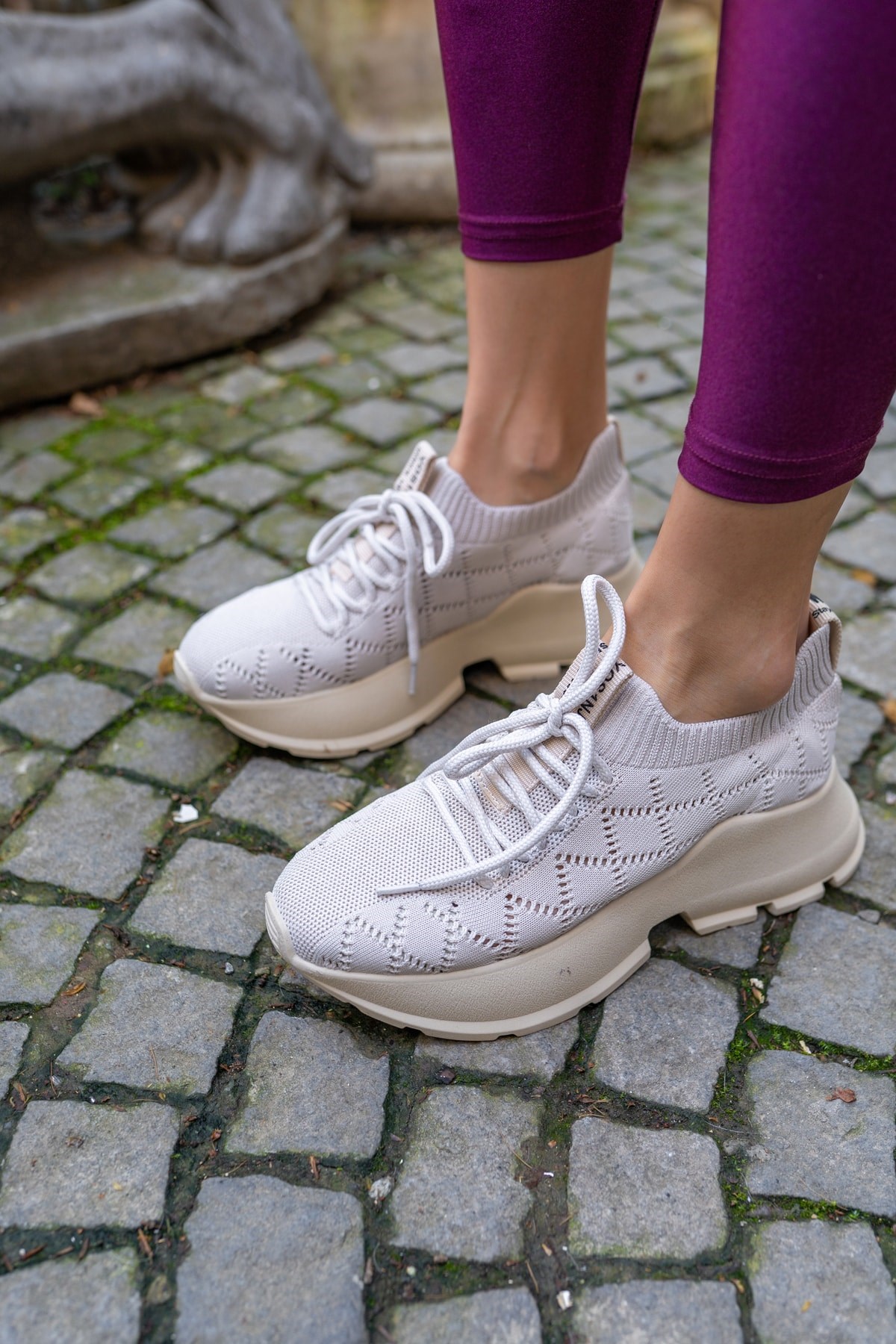 Yannis Kadin Pudra Trıko Sneakers