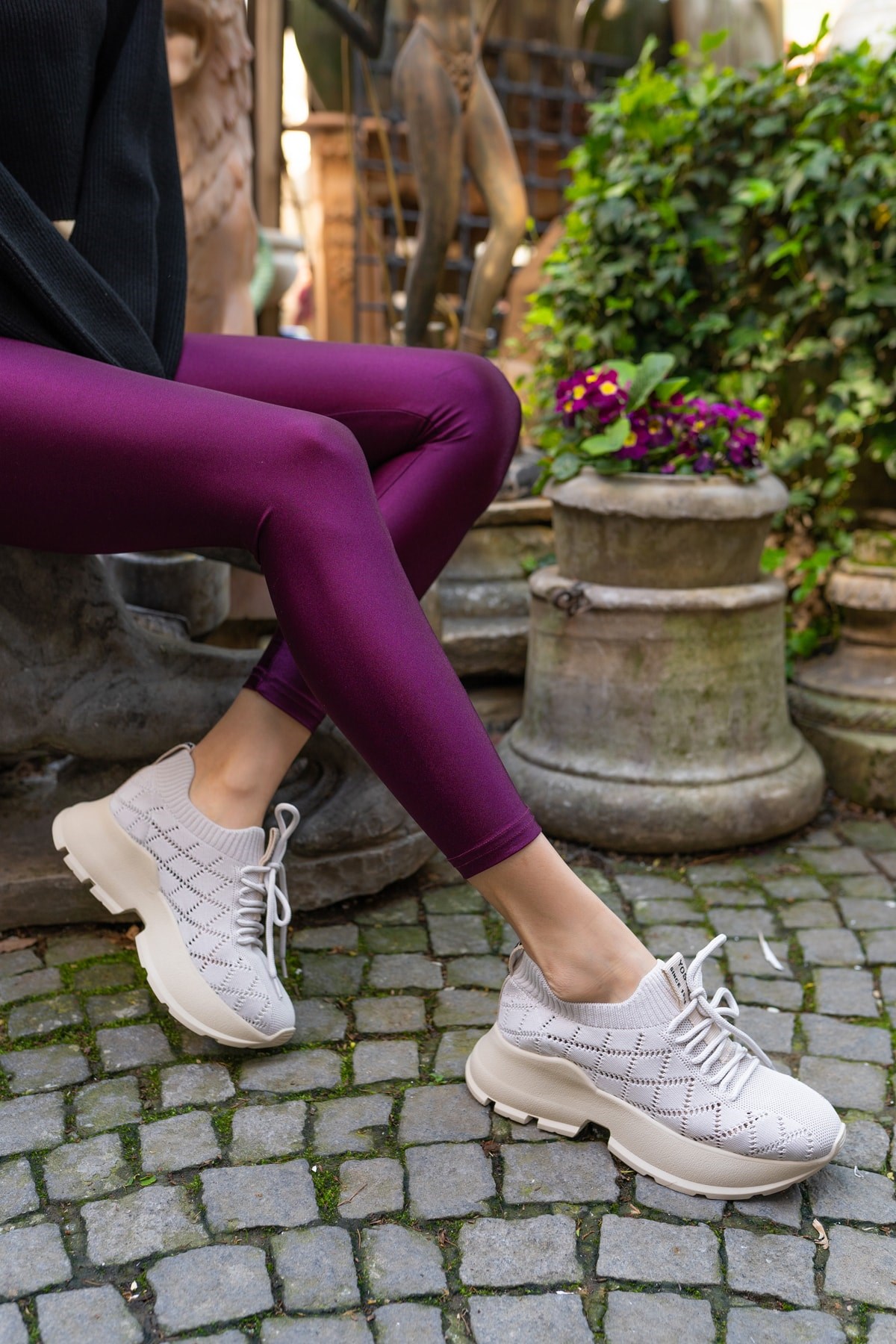 Yannis Kadin Pudra Trıko Sneakers