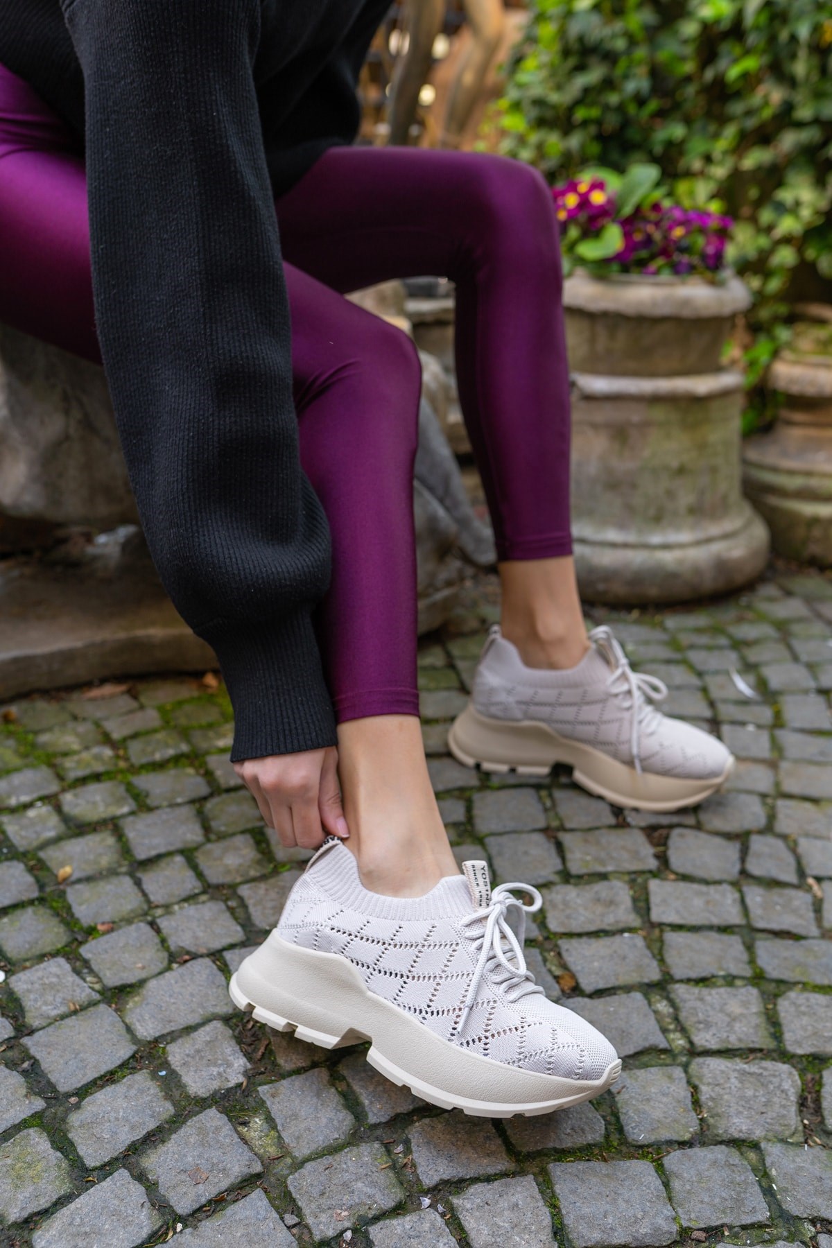 Yannis Kadin Pudra Trıko Sneakers