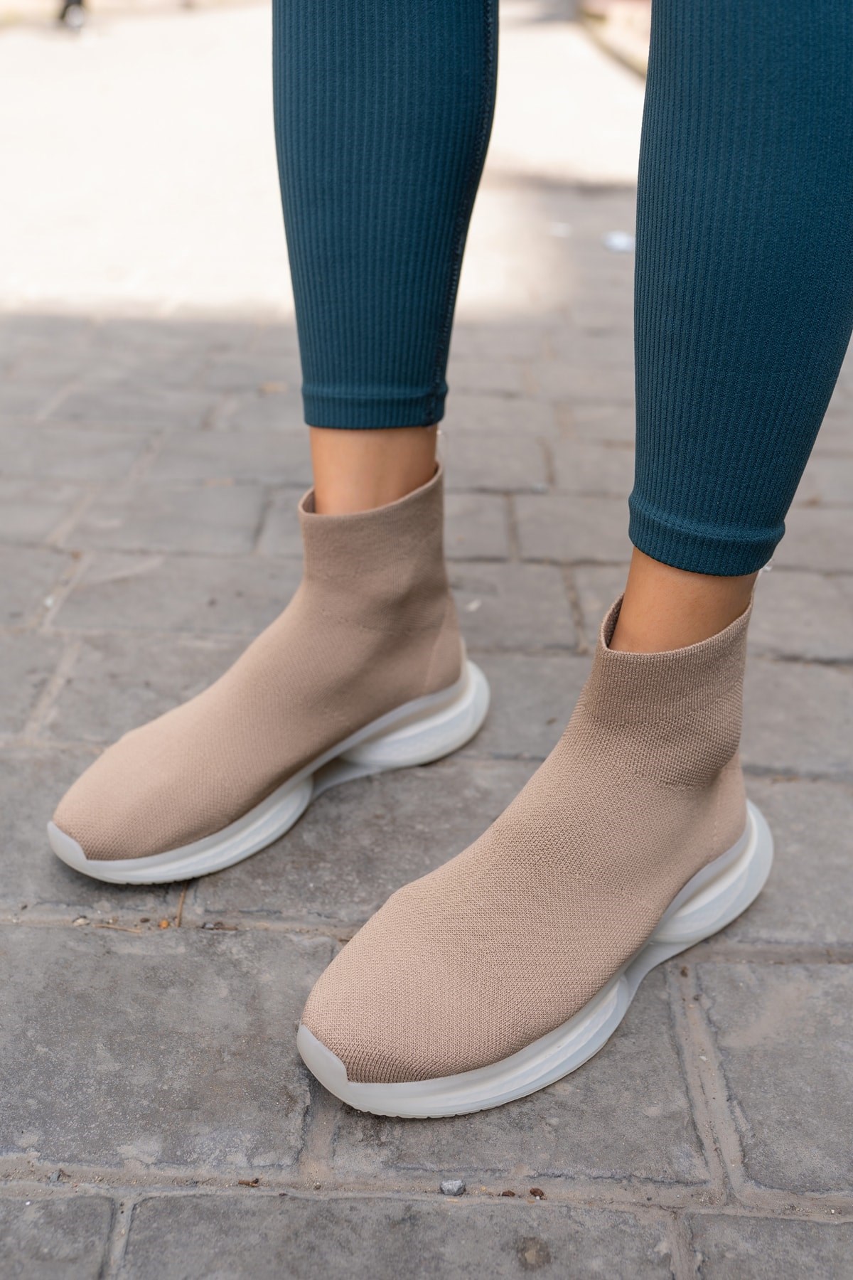 Alezy Kadın Bej Trıko Sneaker