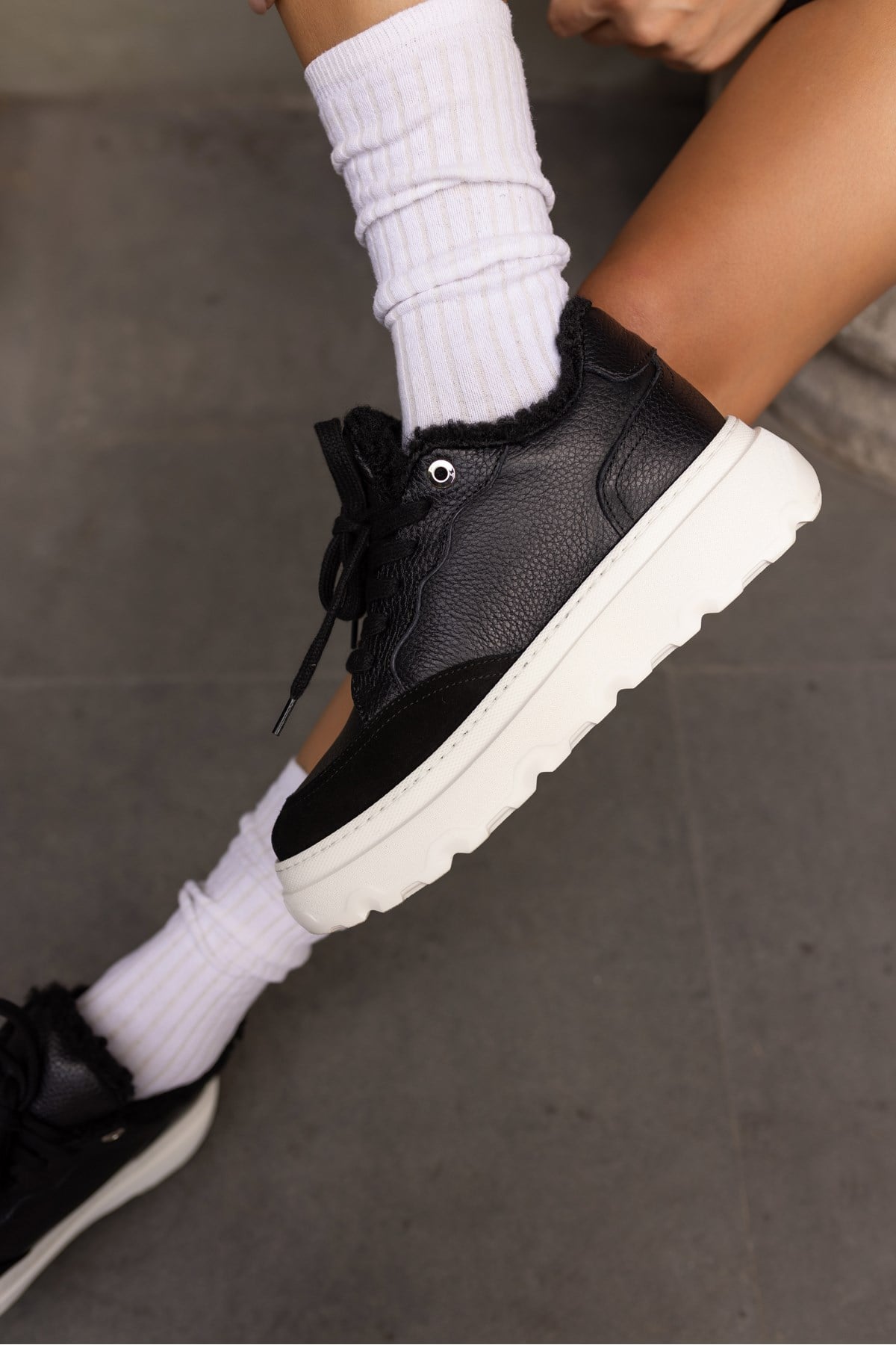 KEDDY KADIN SİYAH GERCEK DERİ EVA TABAN SNEAKER