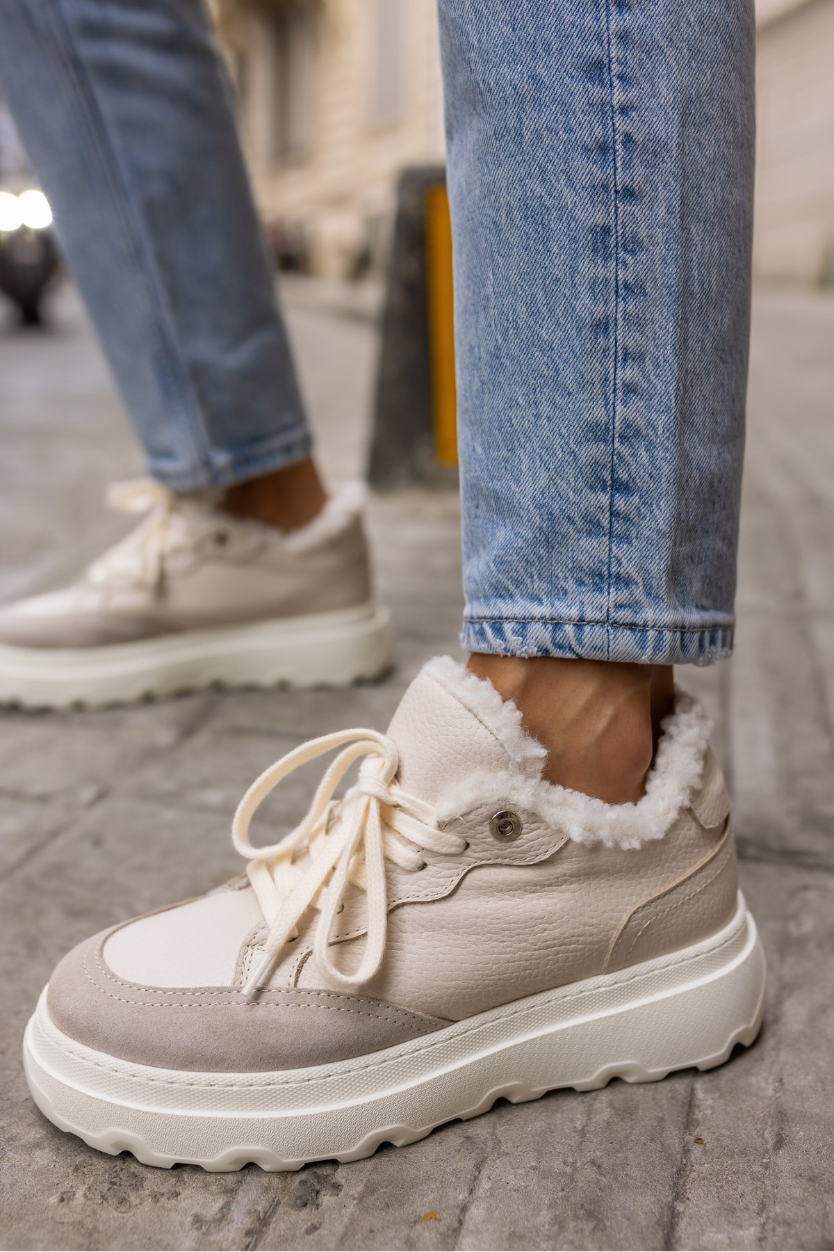 KEDDY KADİN BEJ GERCEK DERİ EVA TABAN SNEAKER