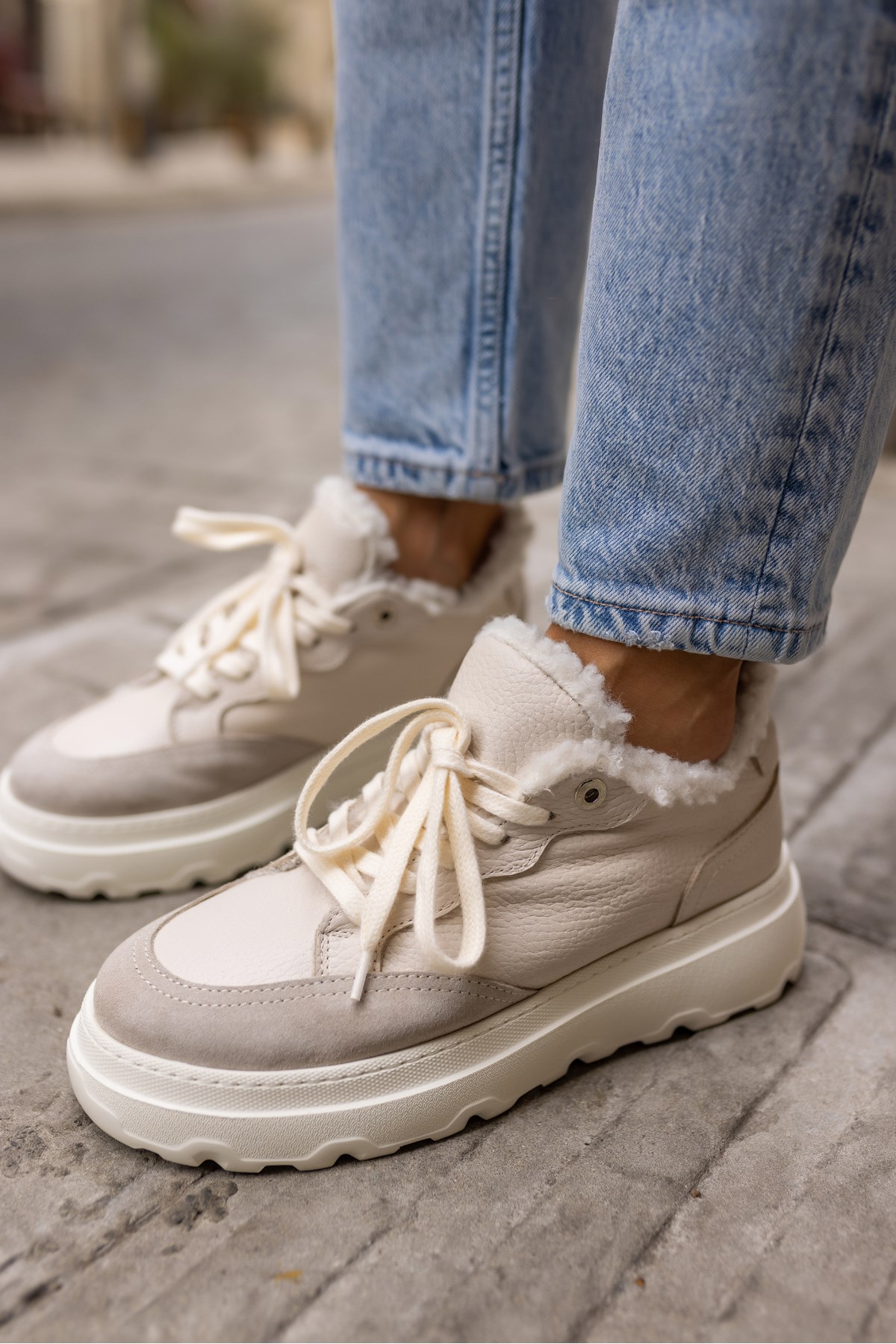 KEDDY KADİN BEJ GERCEK DERİ EVA TABAN SNEAKER