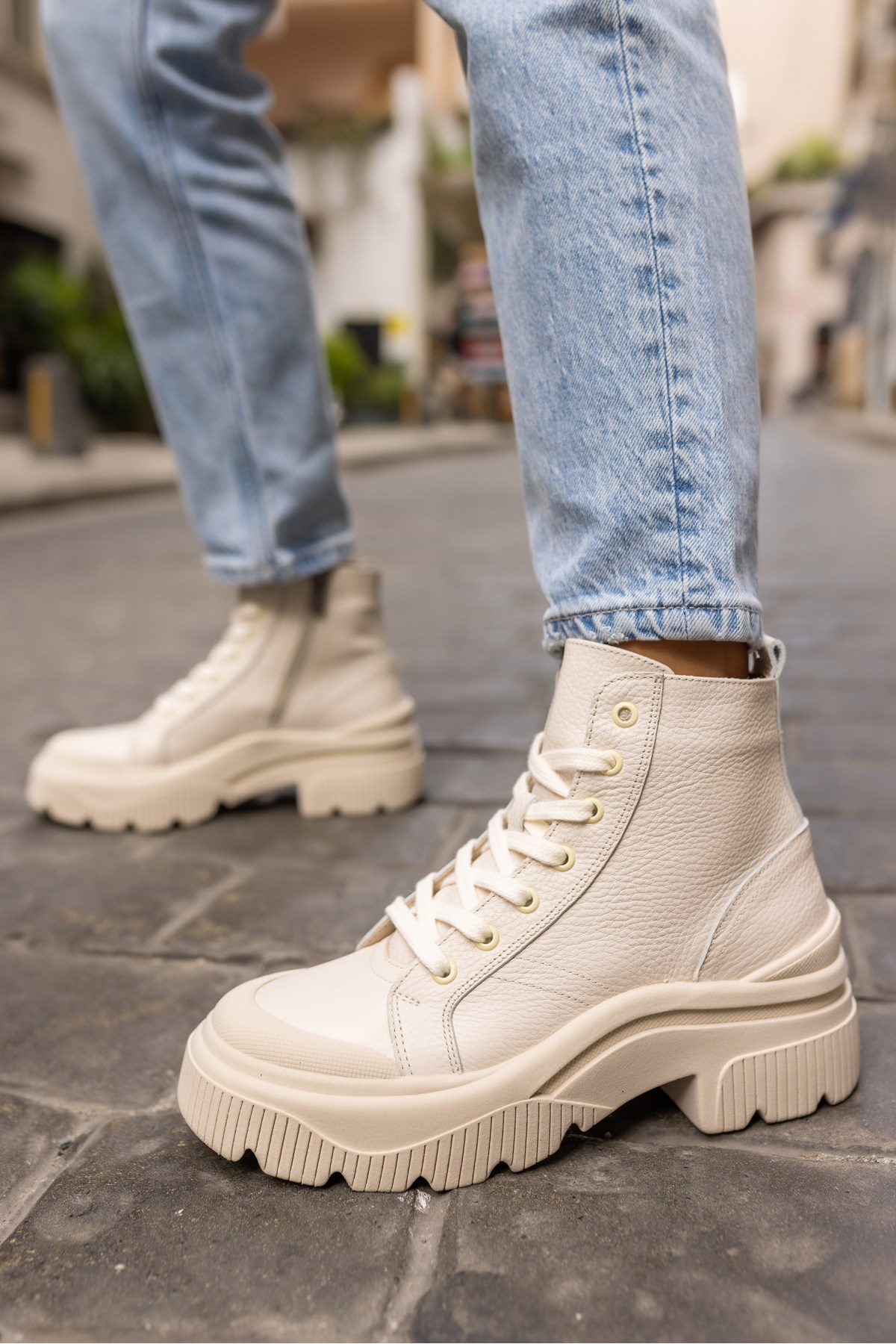 RANGER KADIN BEJ GERCEK DERİ SNEAKER BOT