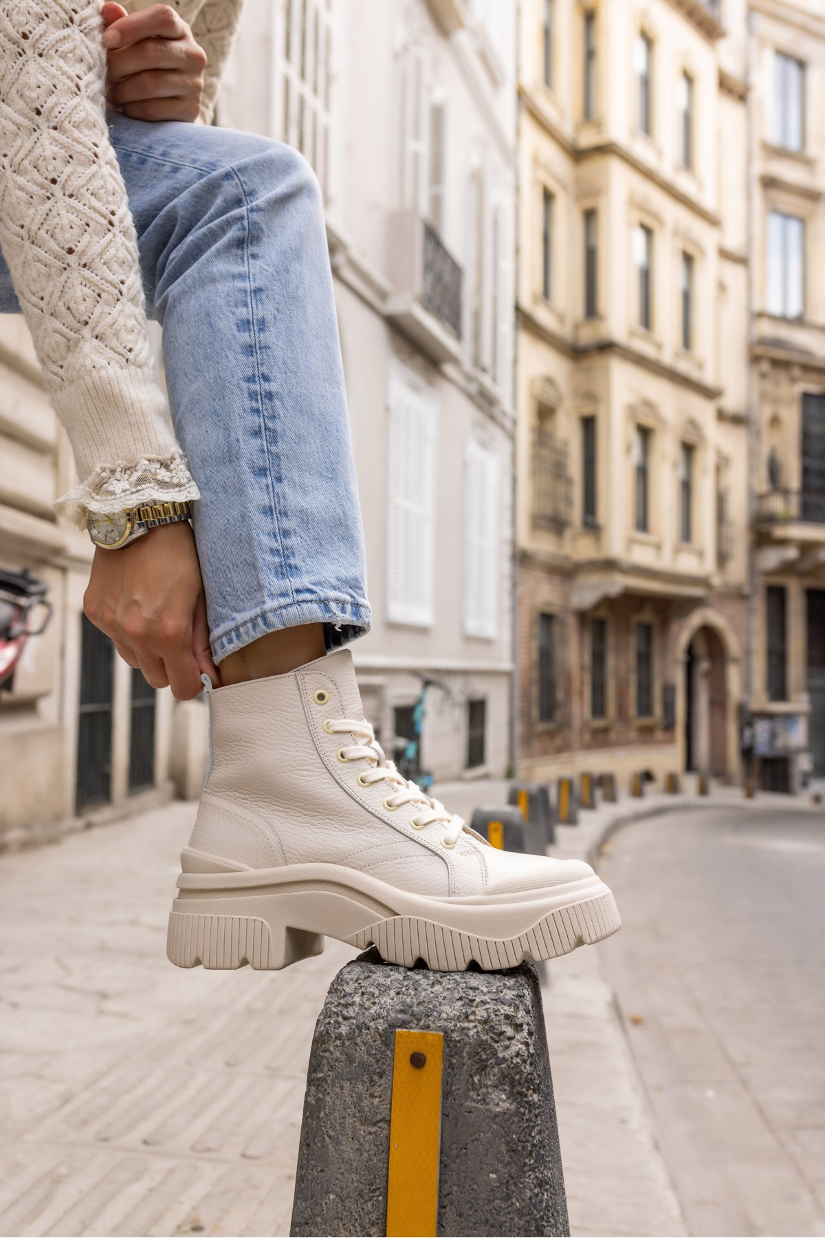 RANGER KADIN BEJ GERCEK DERİ SNEAKER BOT