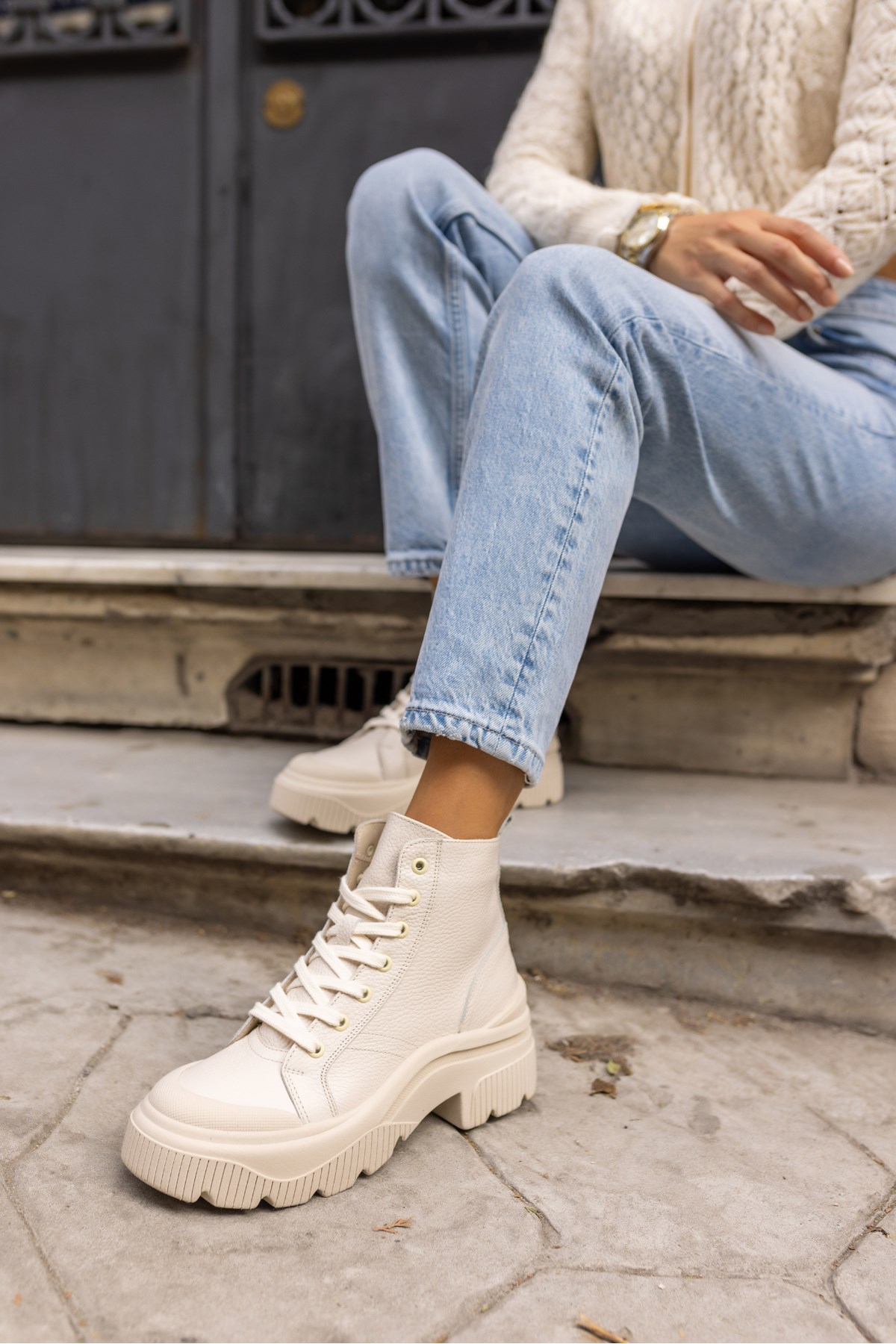 RANGER KADIN BEJ GERCEK DERİ SNEAKER BOT