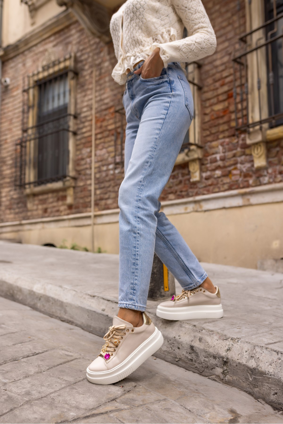 CARBON KADİN BEJ BAGCIK AKSESUAR SNEAKER