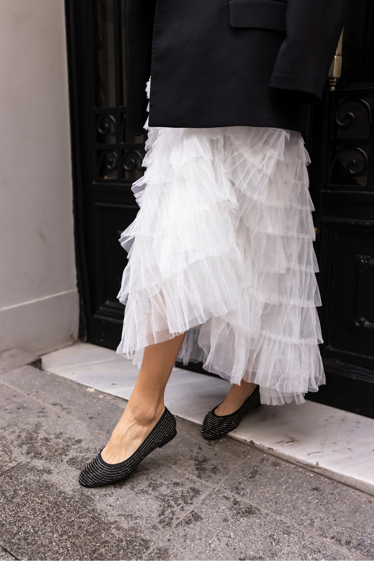 NESTA KADIN SİYAH TAŞ DETAY BALERIN TARZ BABET