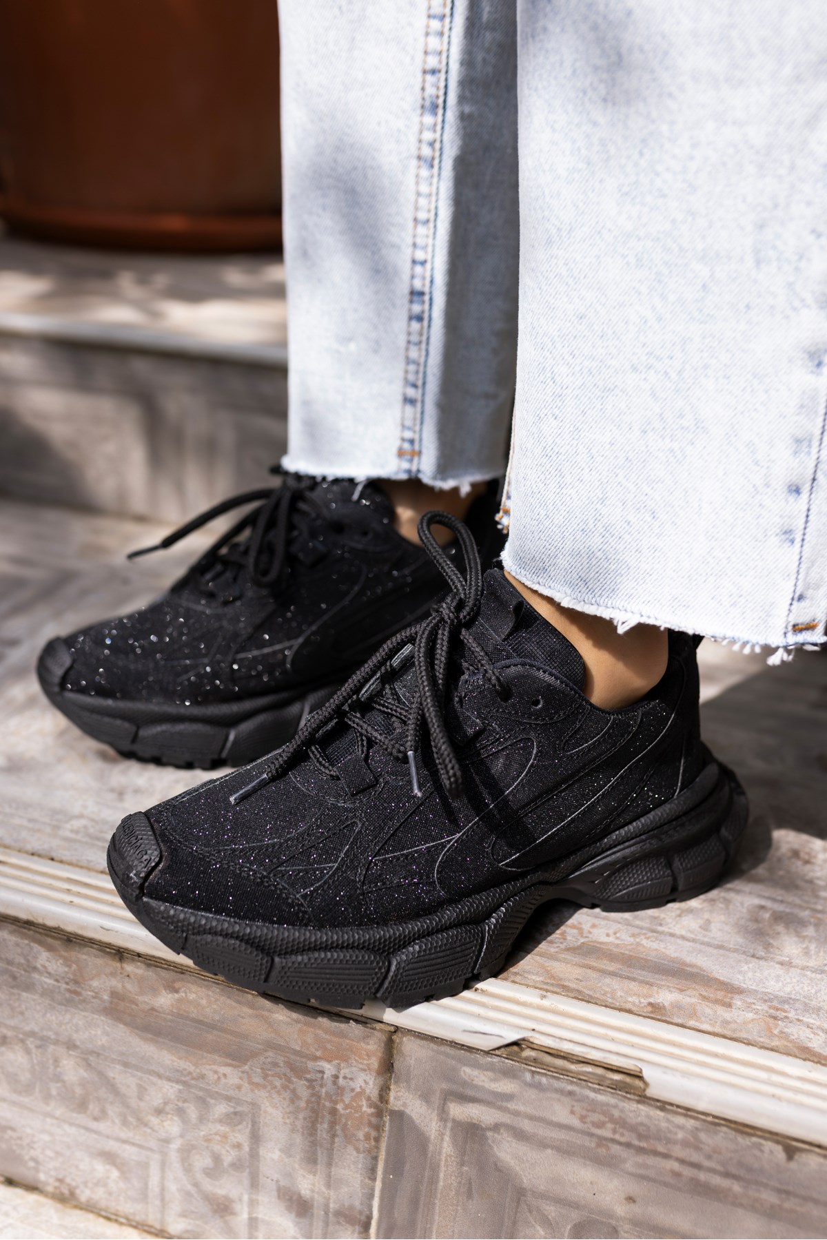 GENT KADIN SİYAH SİMLİ SNEAKER