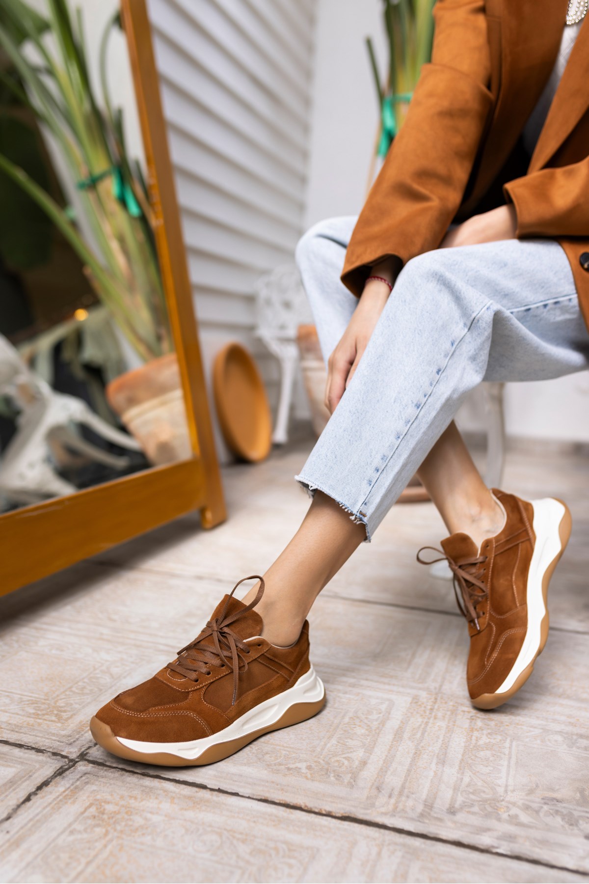 FAINN KADIN TABA GERCEK DERİ SUET SNEAKER AYAKKABİ