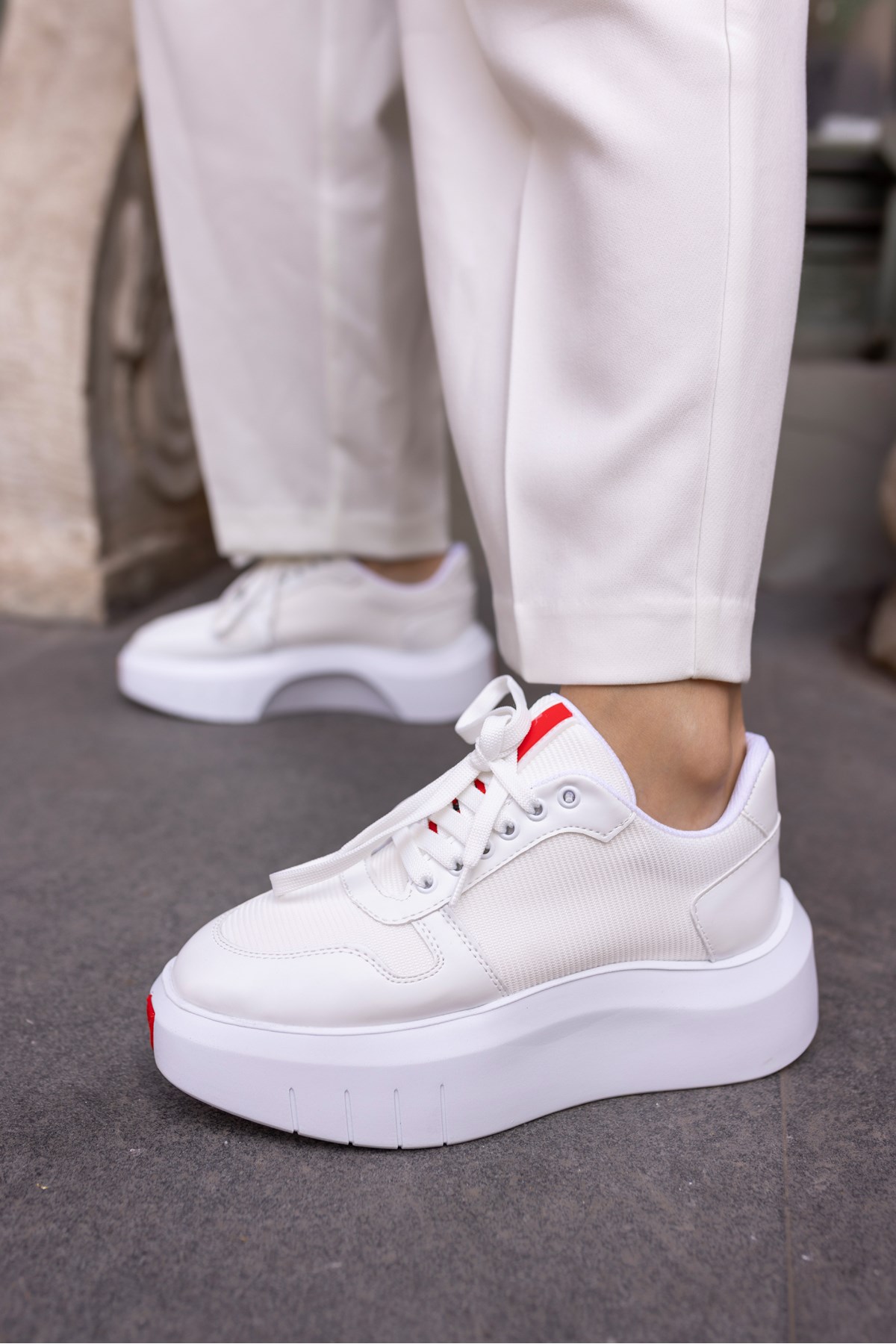 BUMMER KADIN BEYAZ CİLT 5 CM YUKSEKLIK SNEAKER