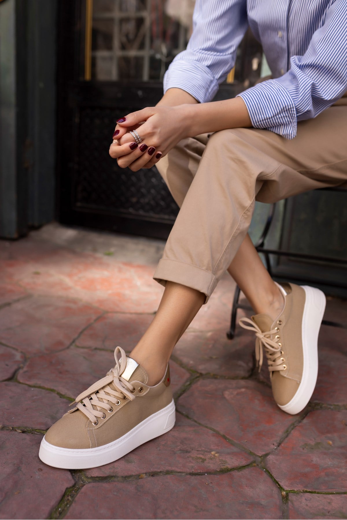 BİLİNG KADIN VIZON KUM KETEN SNEAKER